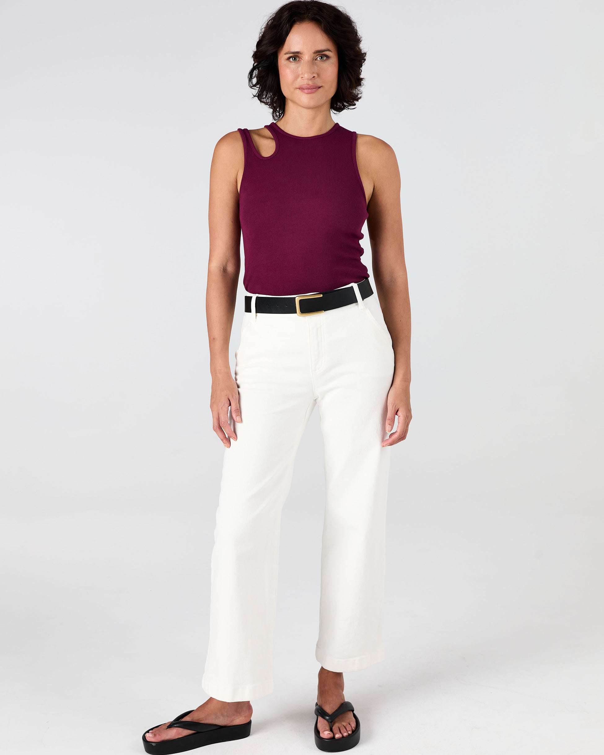 Cut Out Rib Tank - Ruby