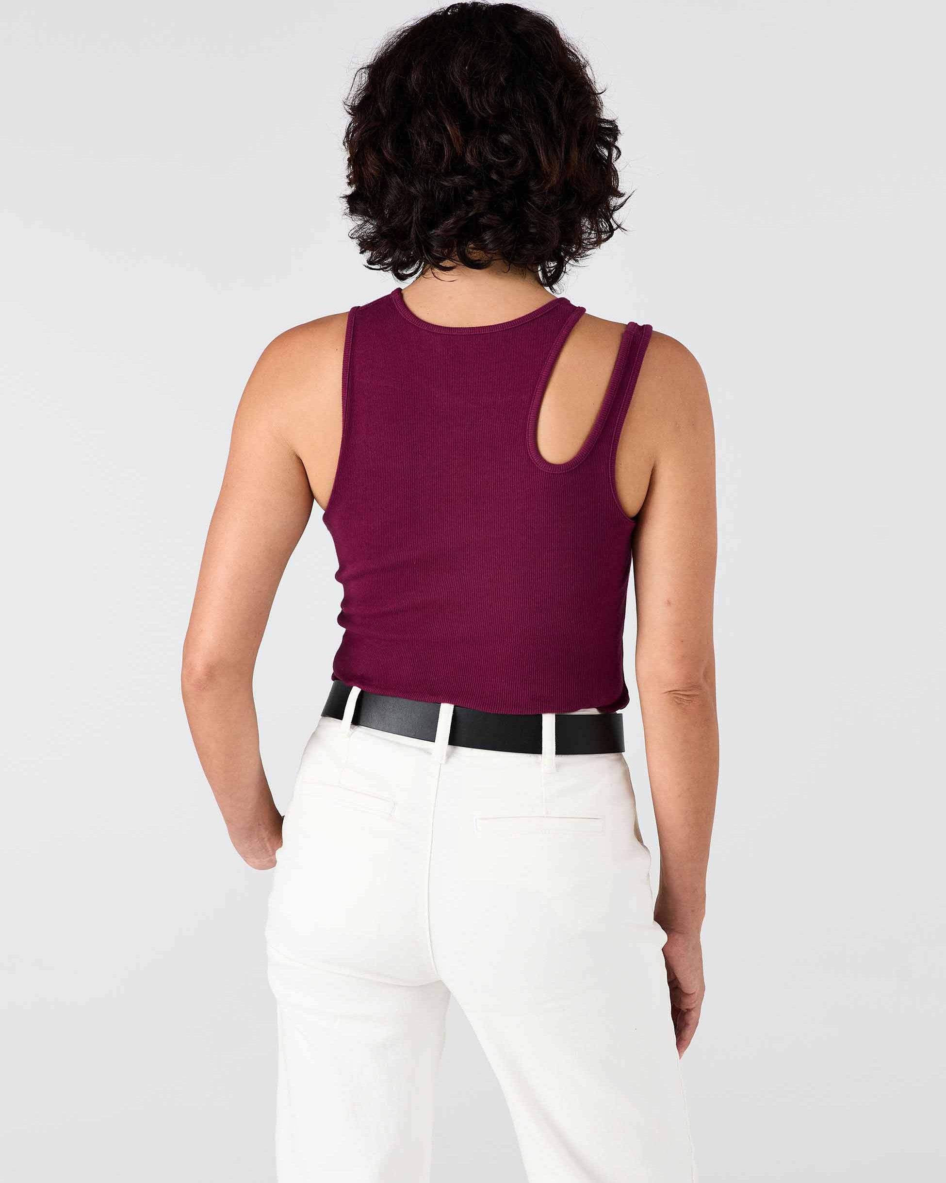 Cut Out Rib Tank - Ruby