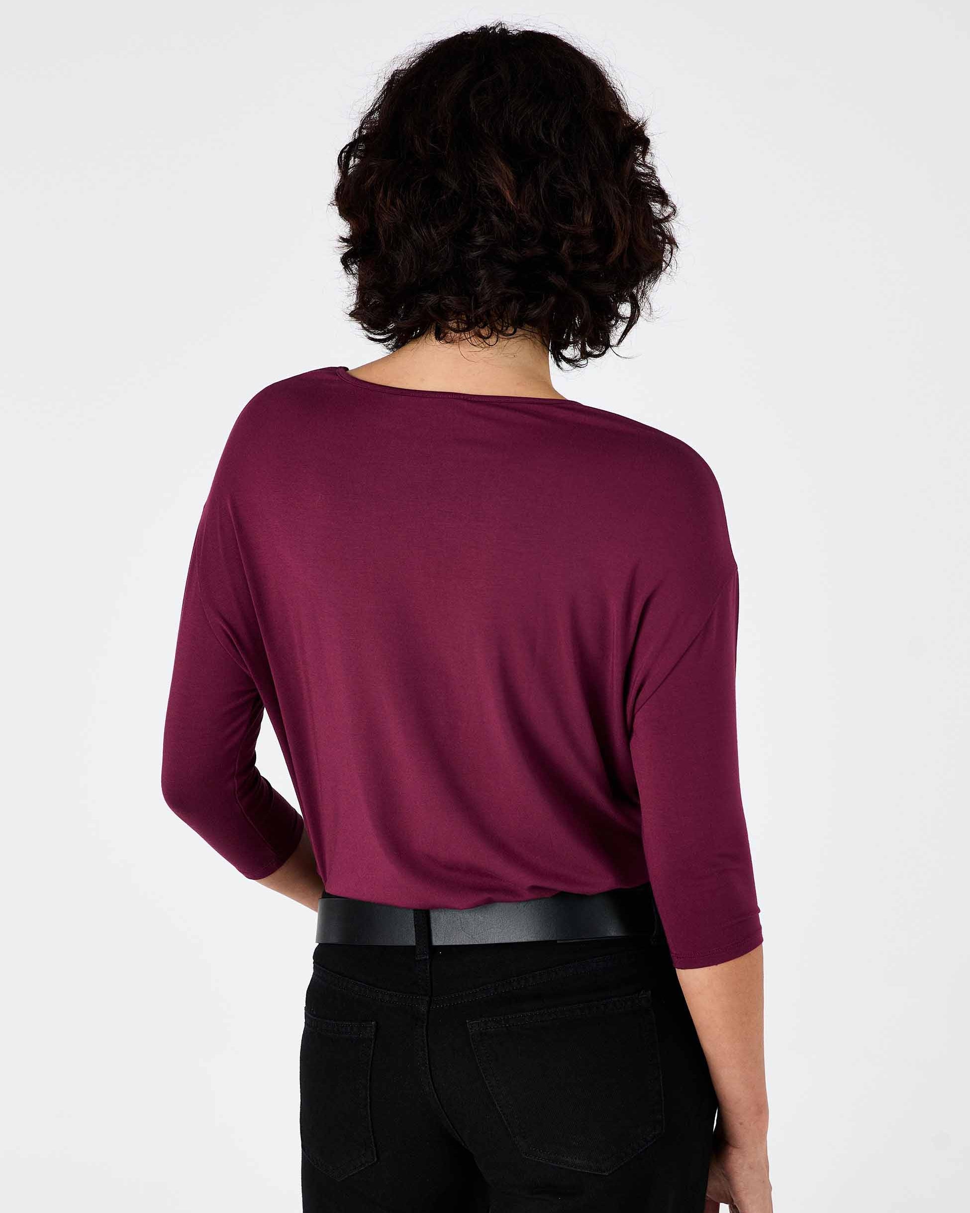 Modal Luxe Layer Tee 3/4 Sleeve - Ruby