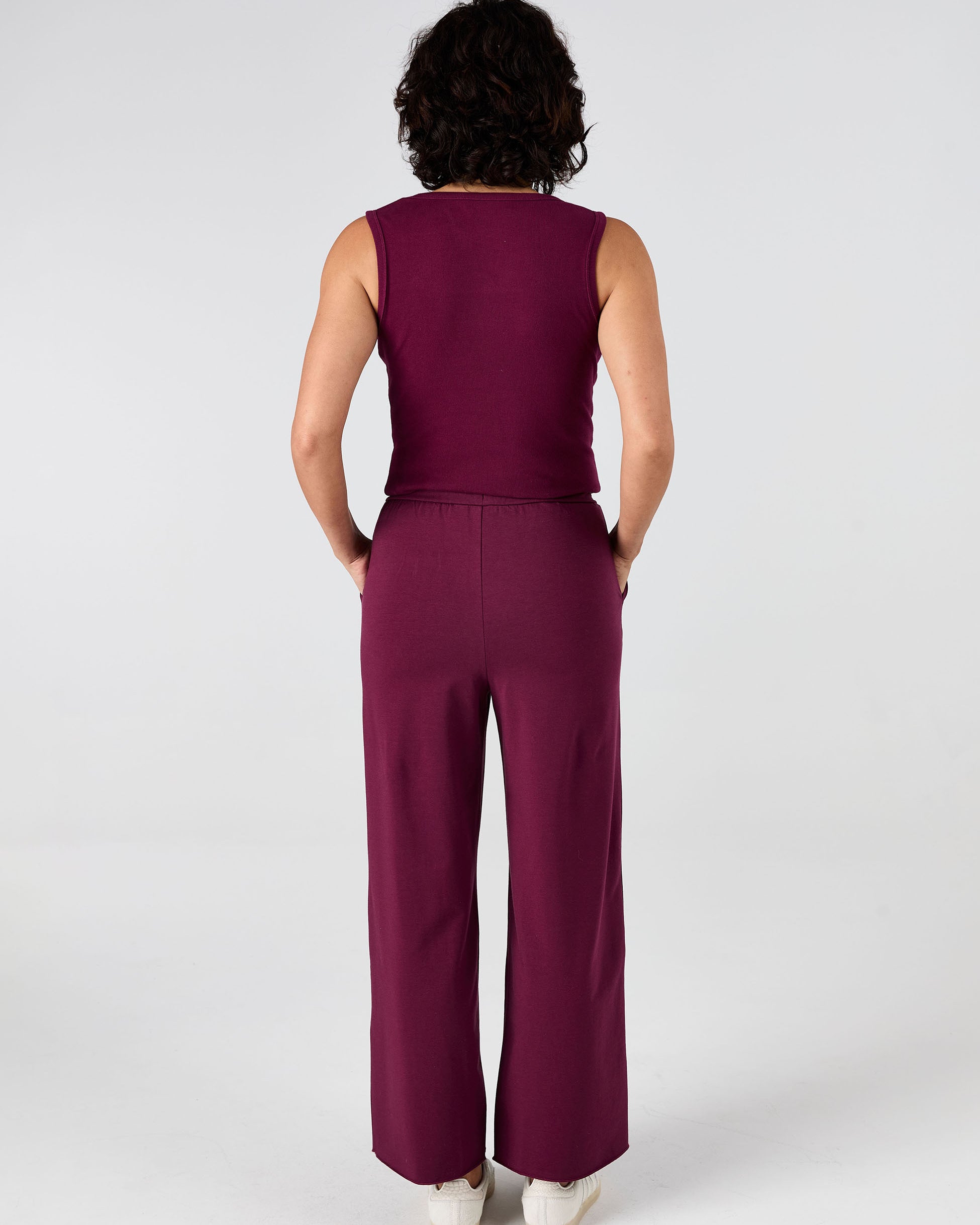 Classic Wide Leg Sweat Pants - Ruby