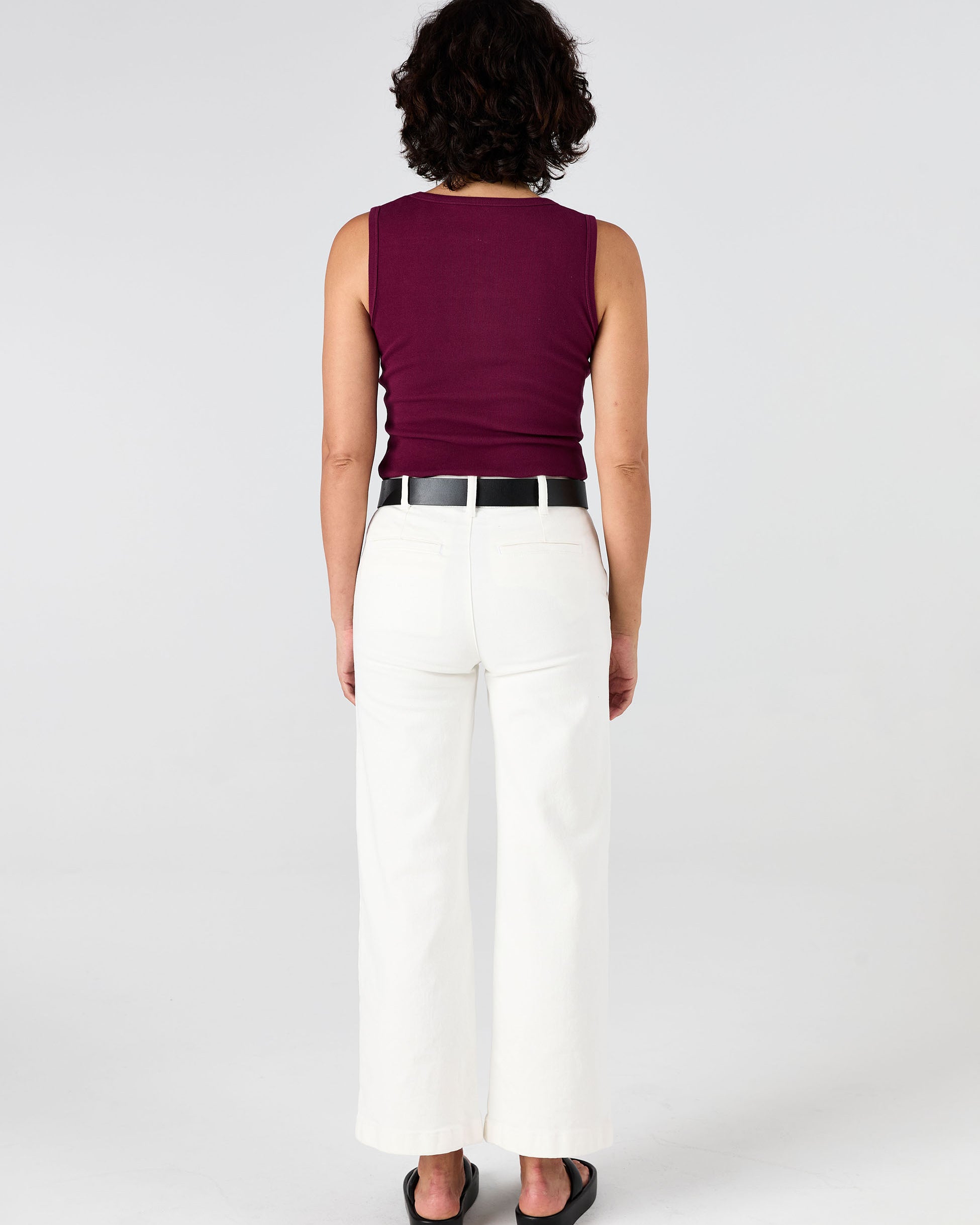 Rib Square Neck Tank - Ruby