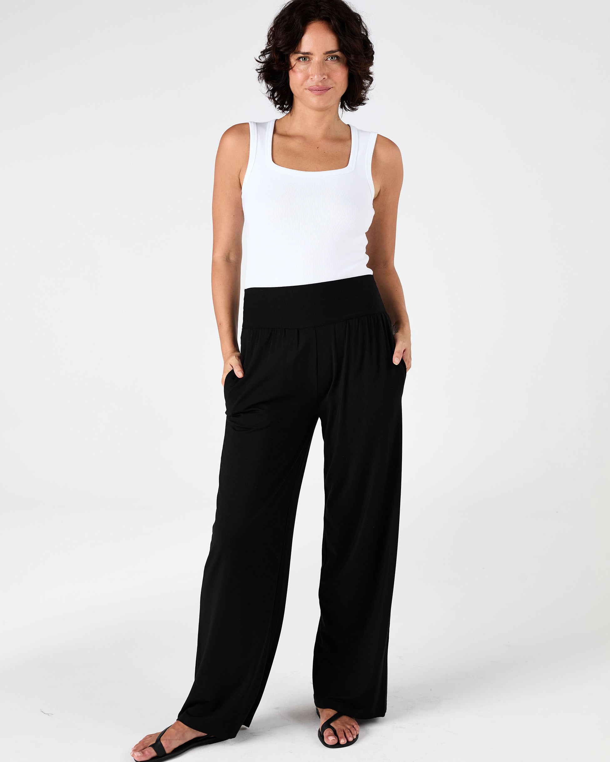 Rib Square Neck Tank - White