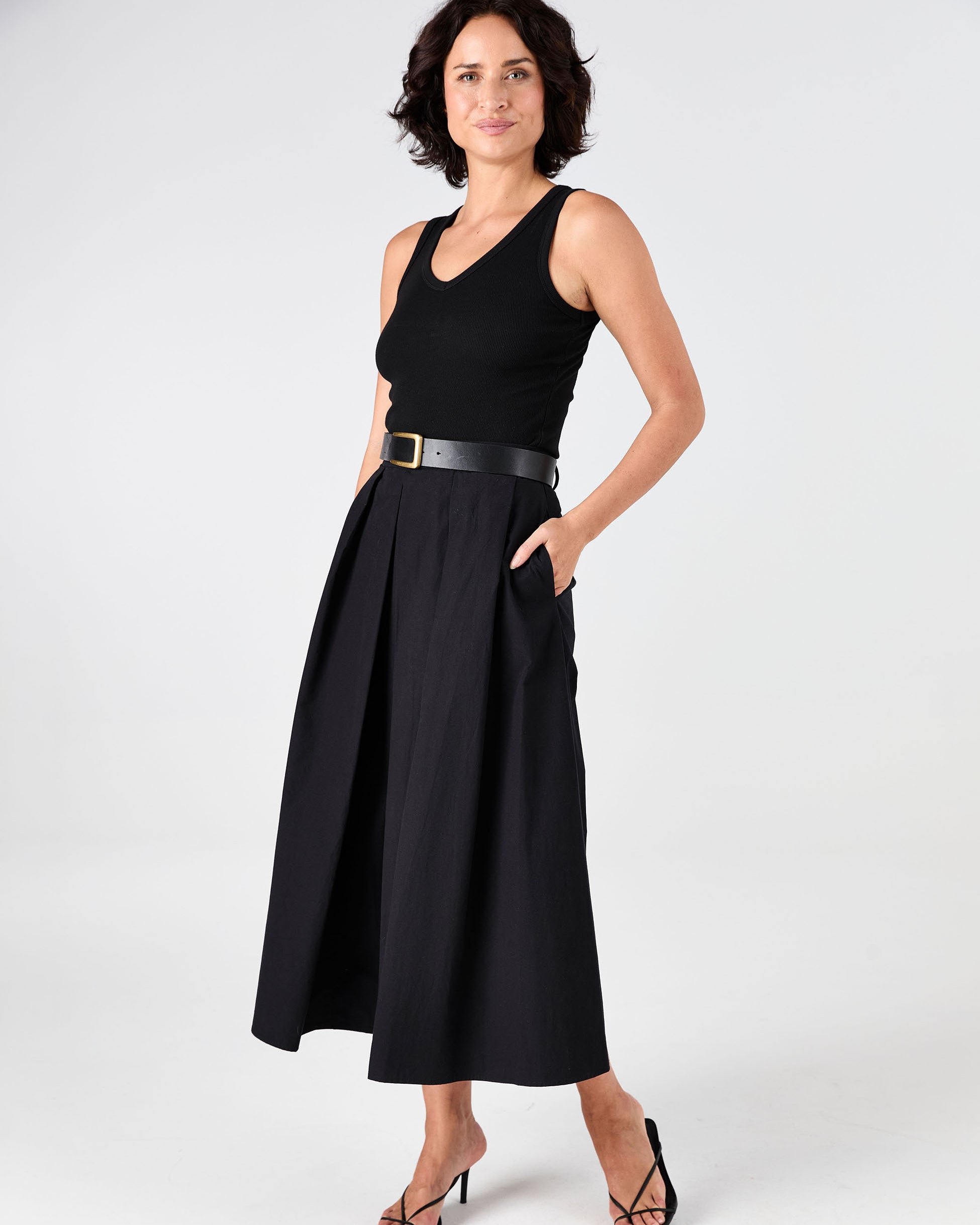 Pia Poplin Skirt - Black