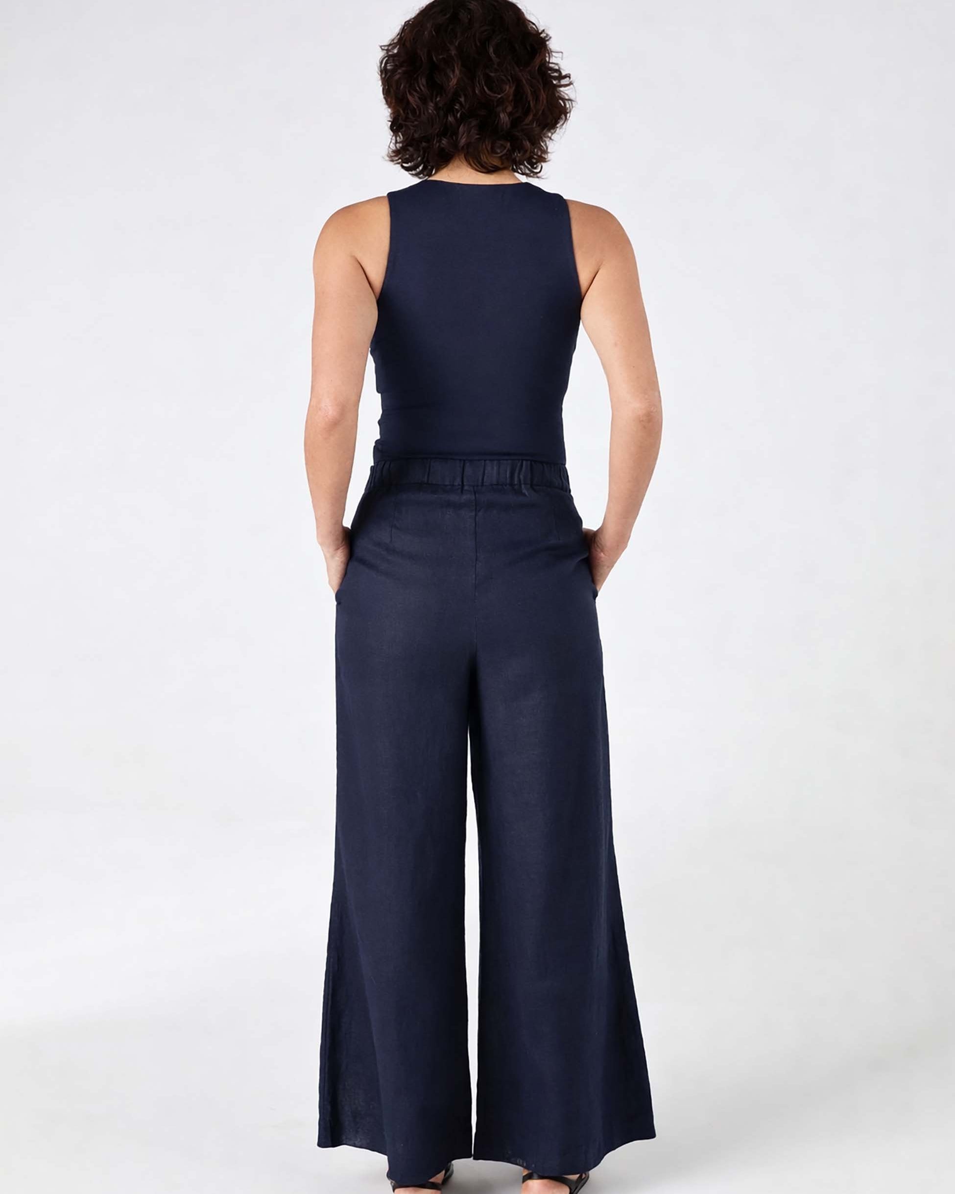 Laurel Linen Pant - Navy