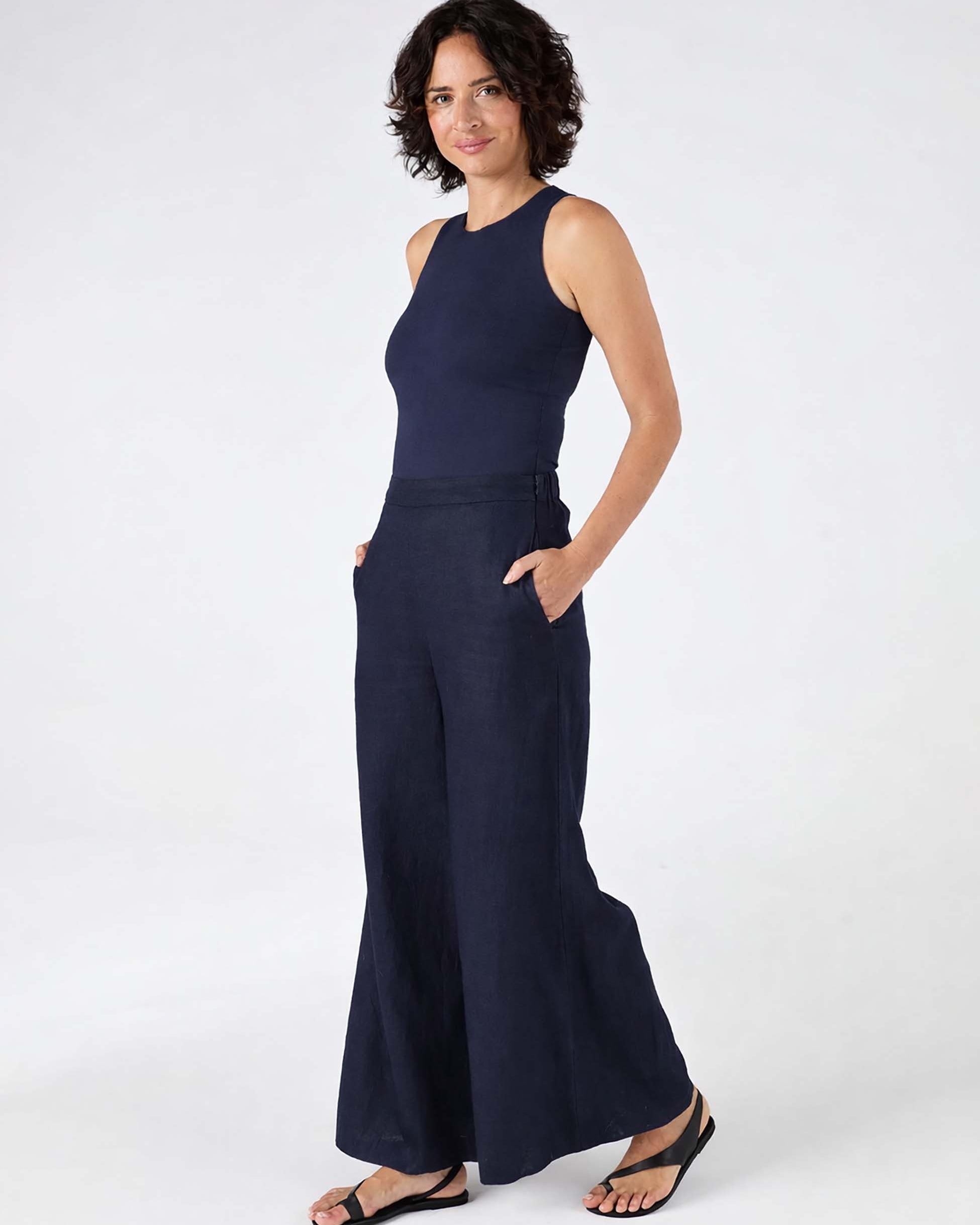 Laurel Linen Pant - Navy