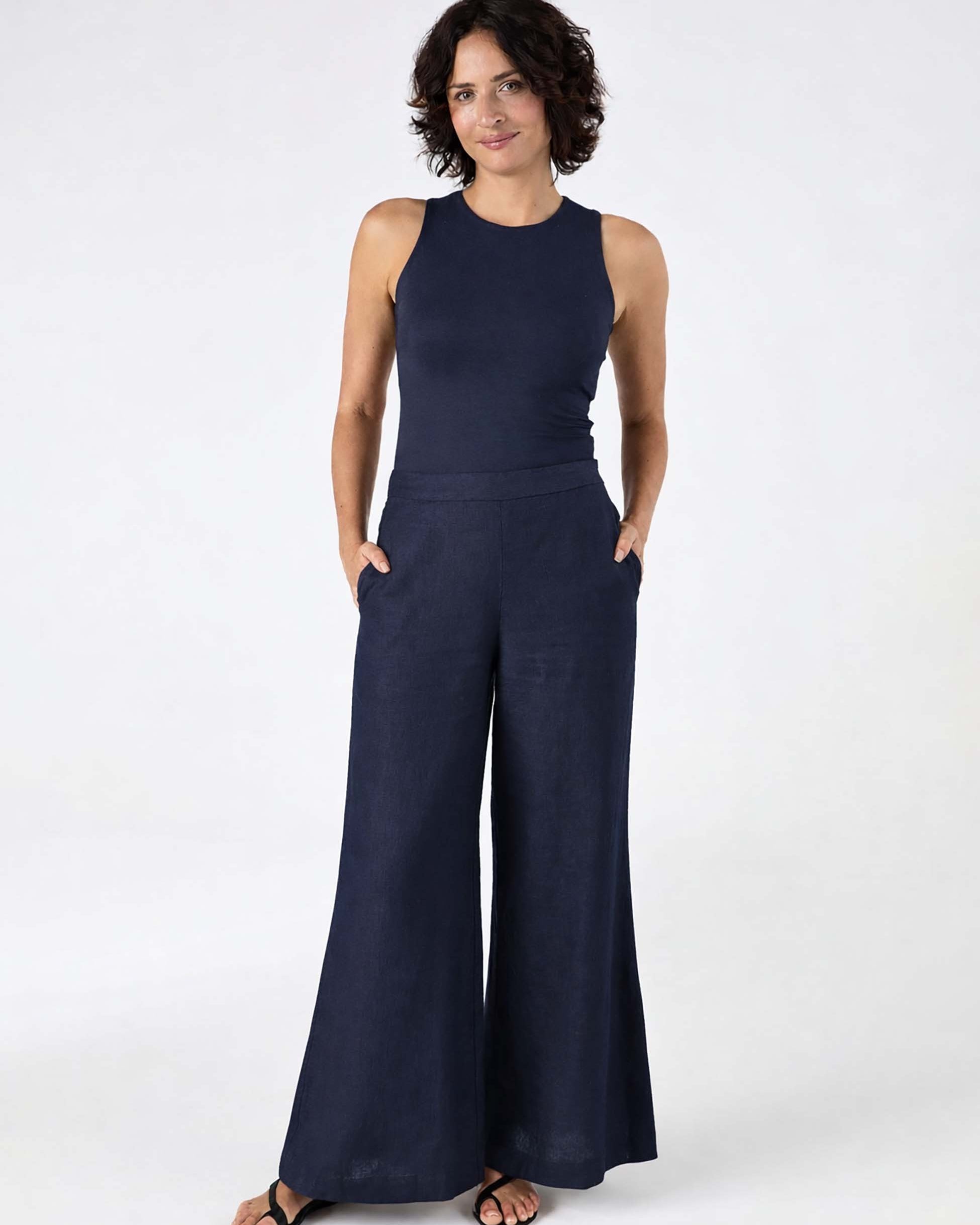 Laurel Linen Pant - Navy
