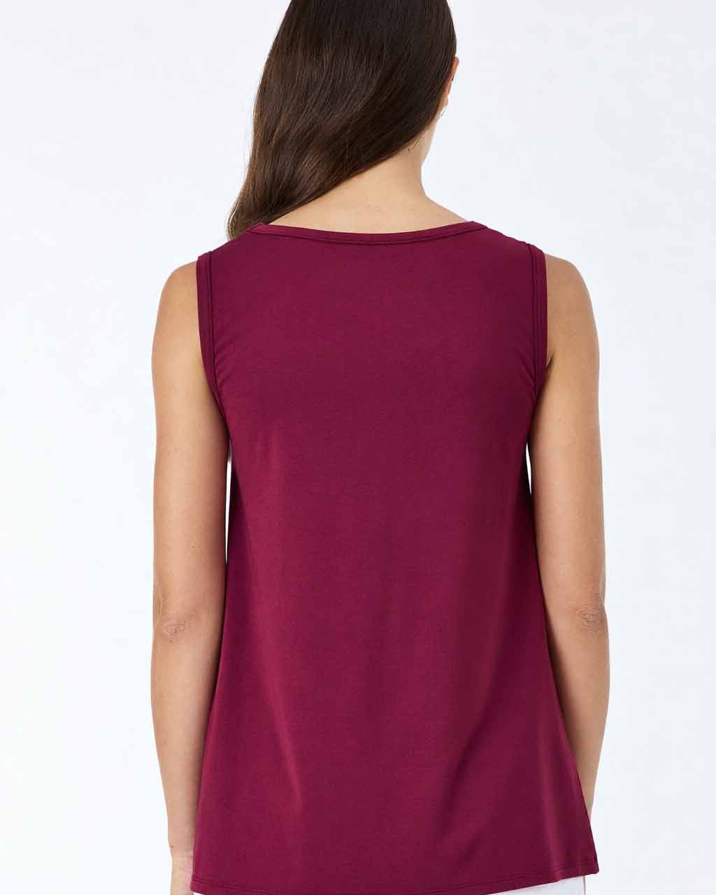 V Neck Swing Top - Ruby