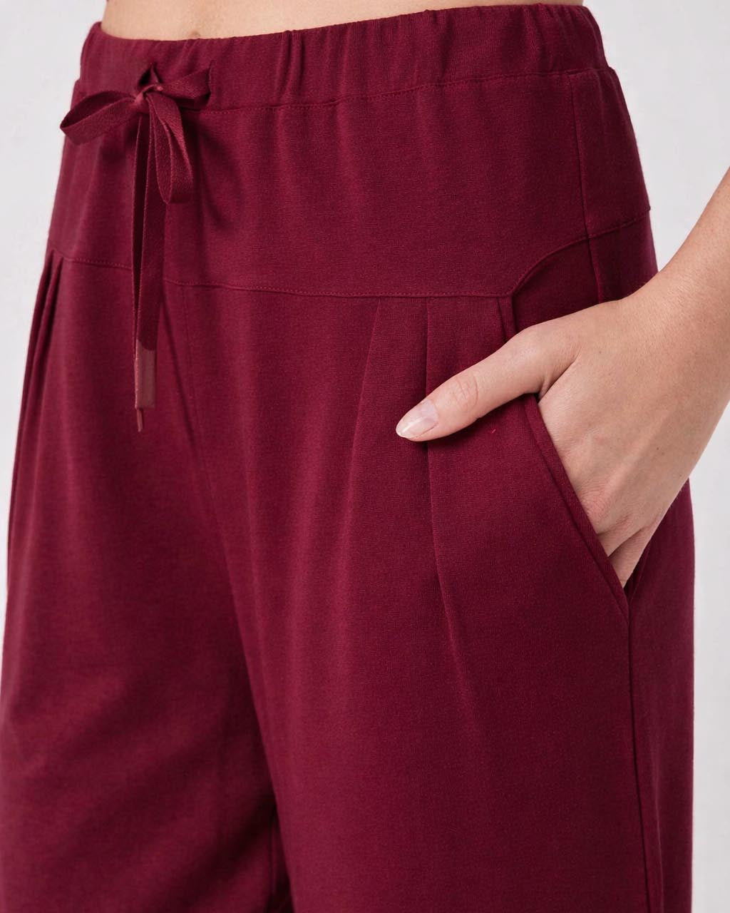 Kyoto Ankle Length French Terry Jogger - Ruby