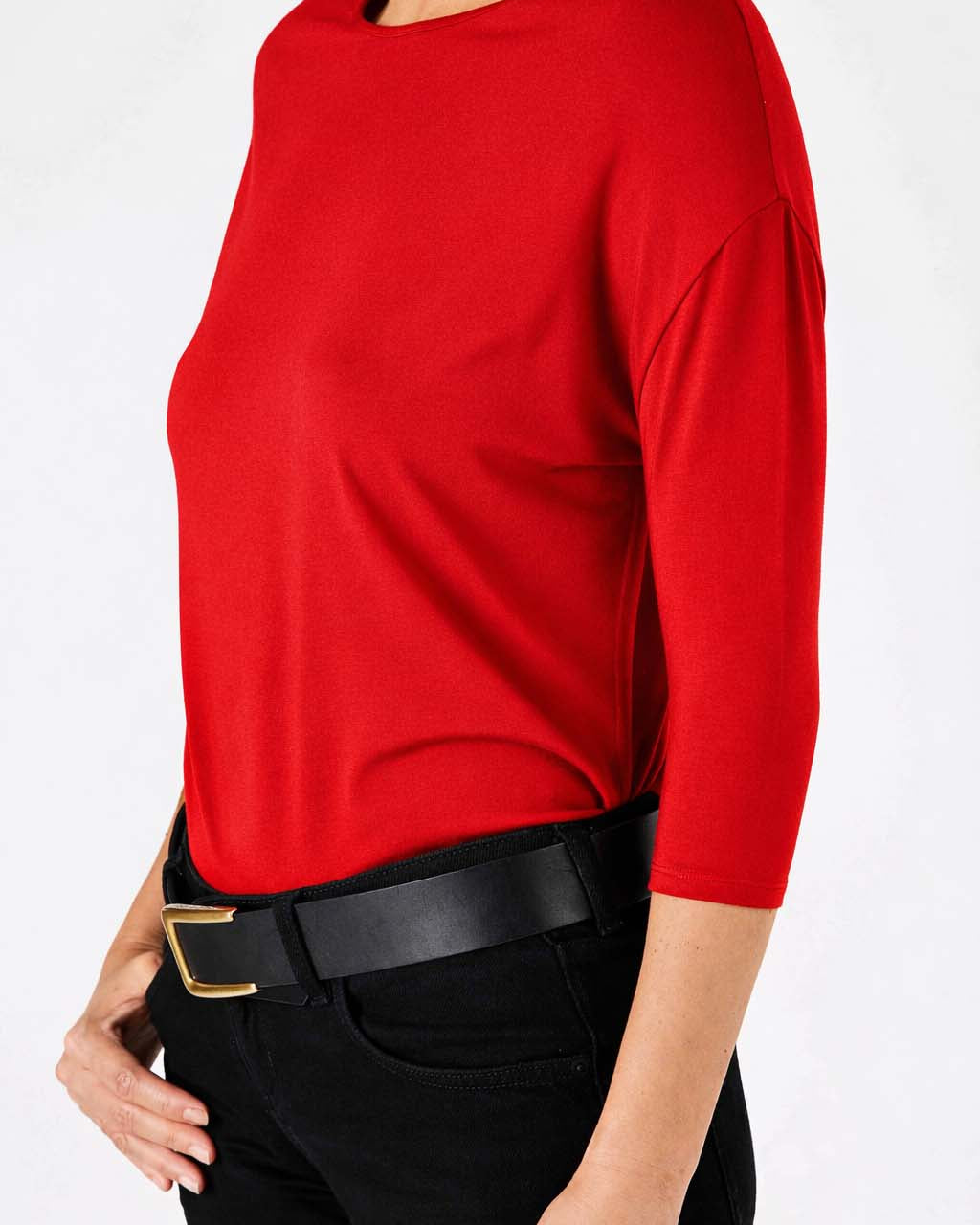 Modal Luxe Layer Tee 3/4 Sleeve - Cherry