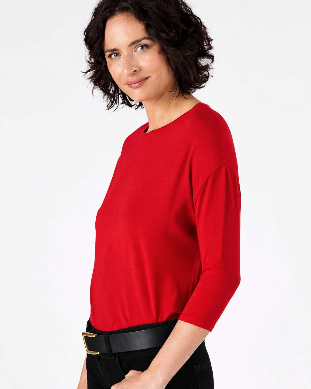 Modal Luxe Layer Tee 3/4 Sleeve - Cherry