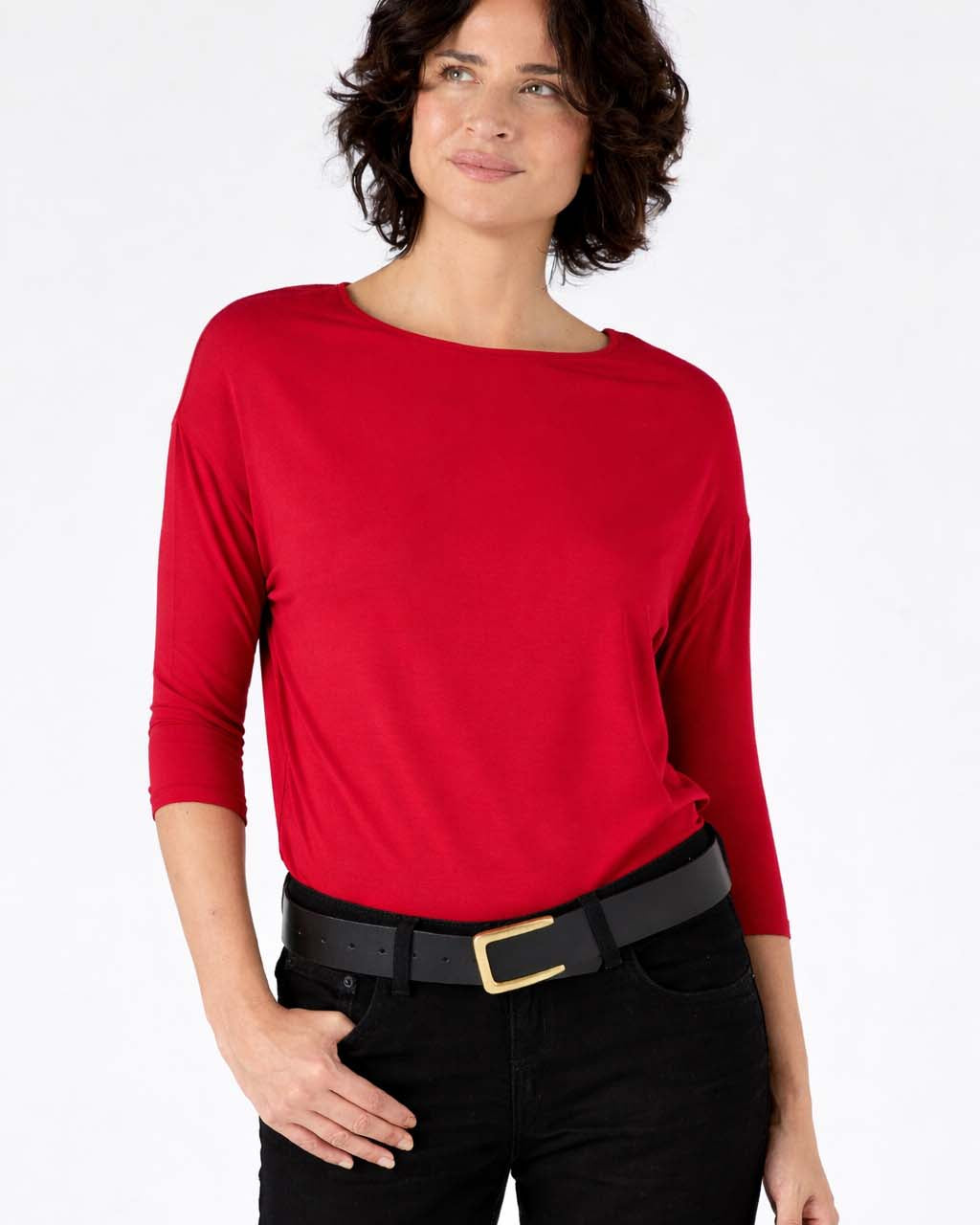 Modal Luxe Layer Tee 3/4 Sleeve - Cherry