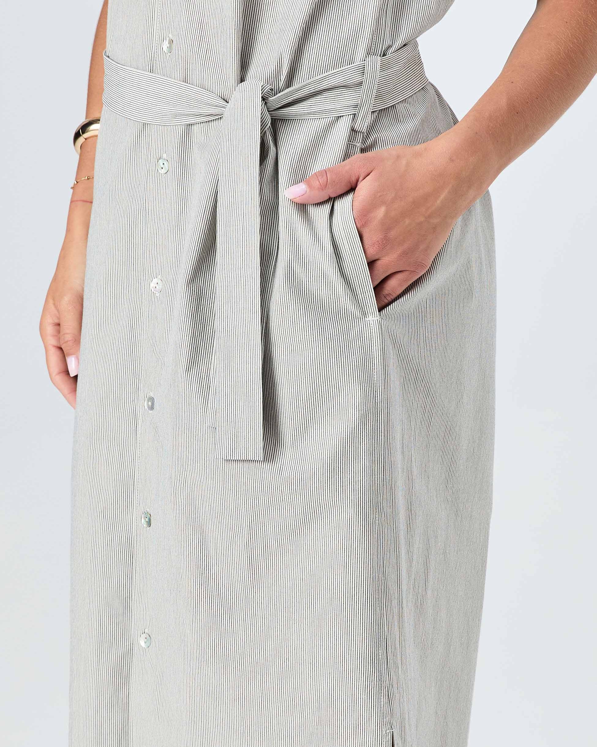 Poplin Shirt Dress - Black & White Stripe