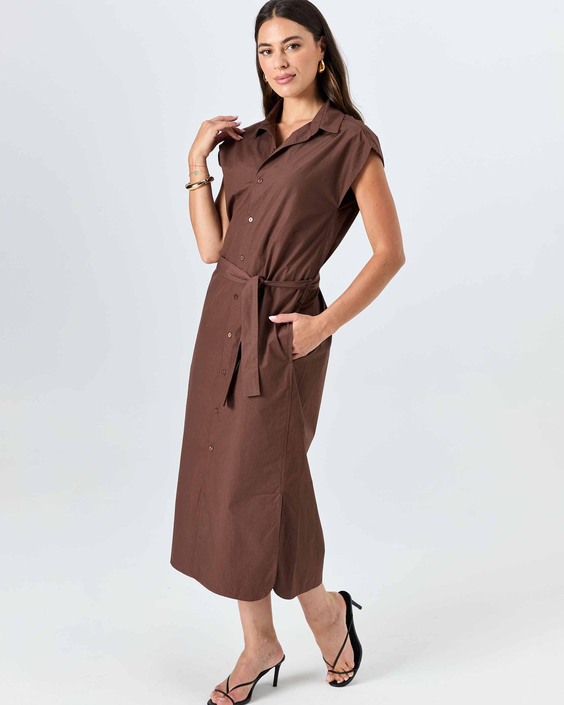 Poplin Shirt Dress - Mocha