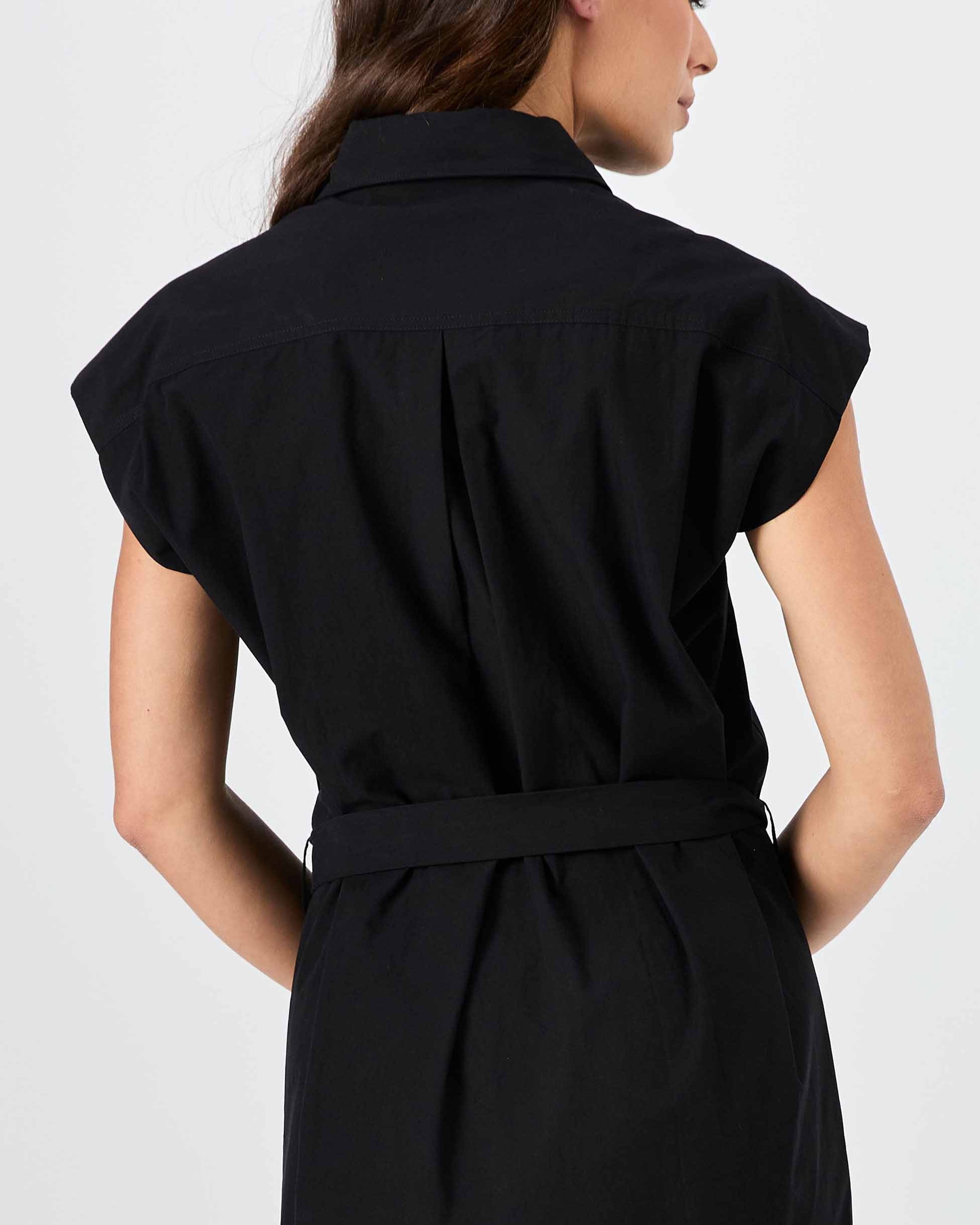 Poplin Shirt Dress - Black