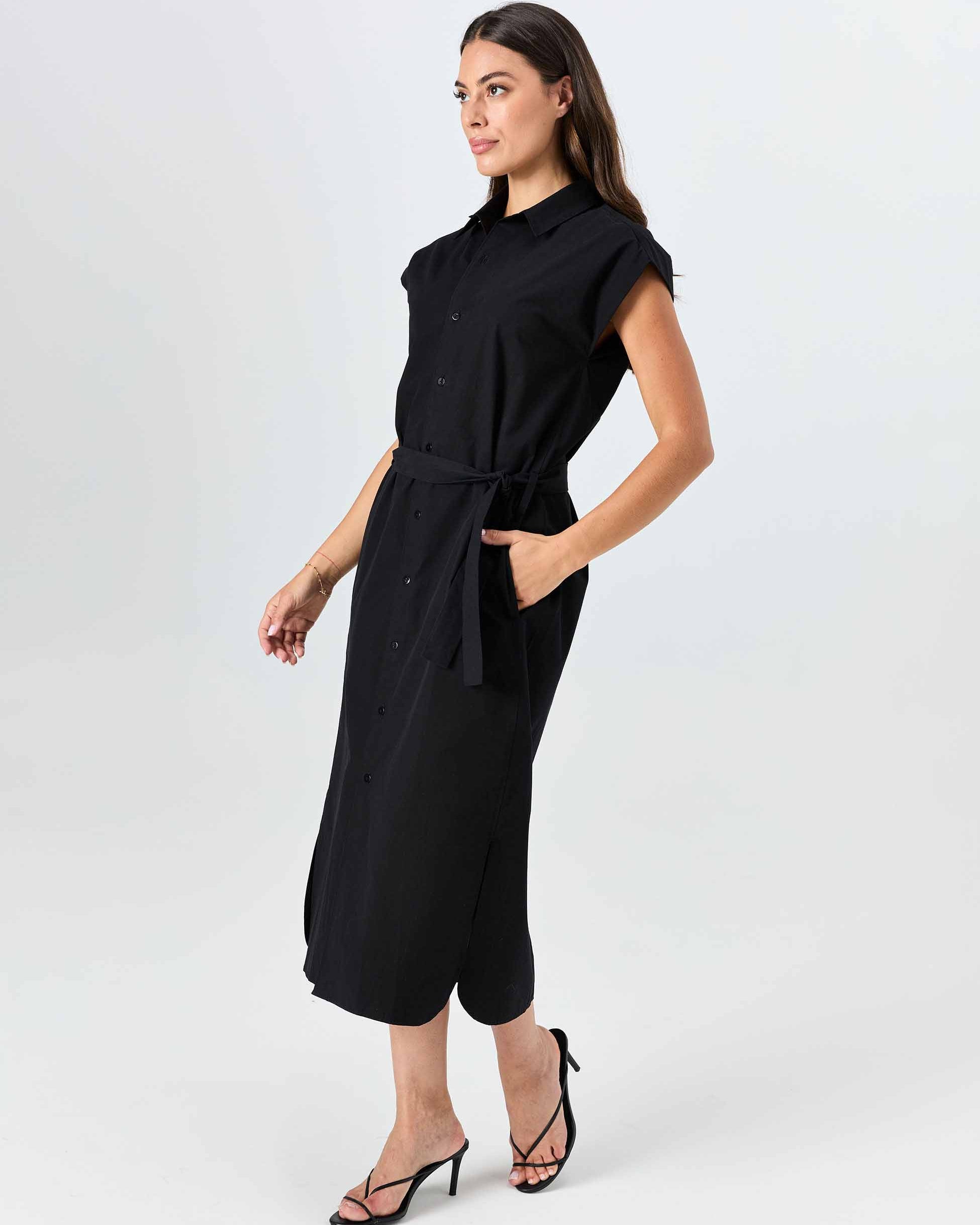 Poplin Shirt Dress - Black