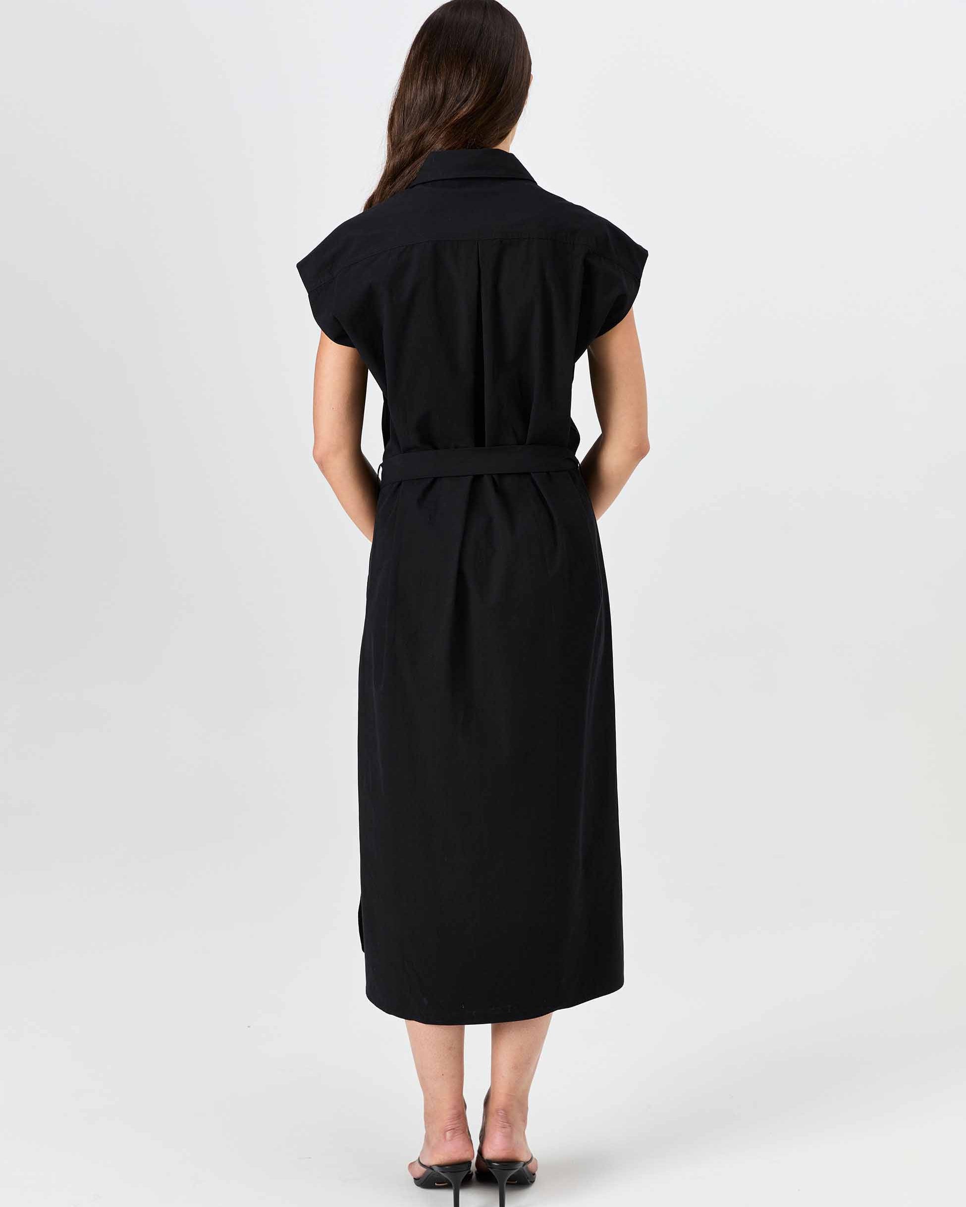 Poplin Shirt Dress - Black