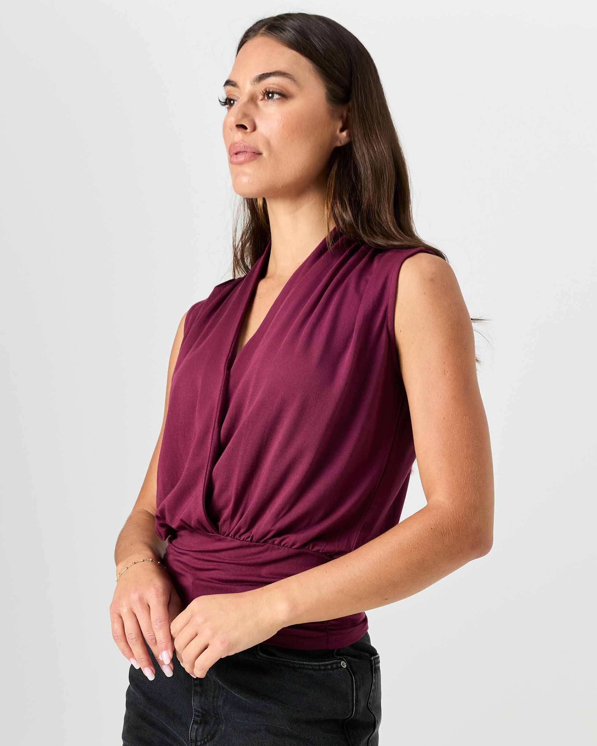 Shawl Collar Top - Ruby