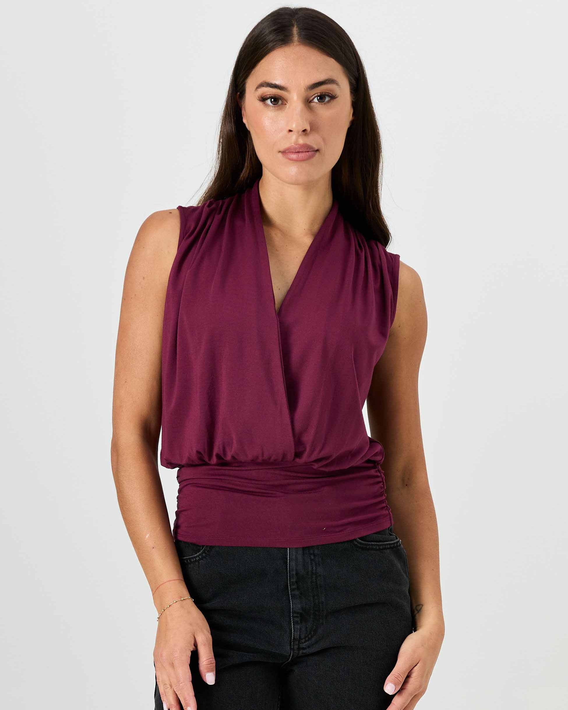 Shawl Collar Top - Ruby