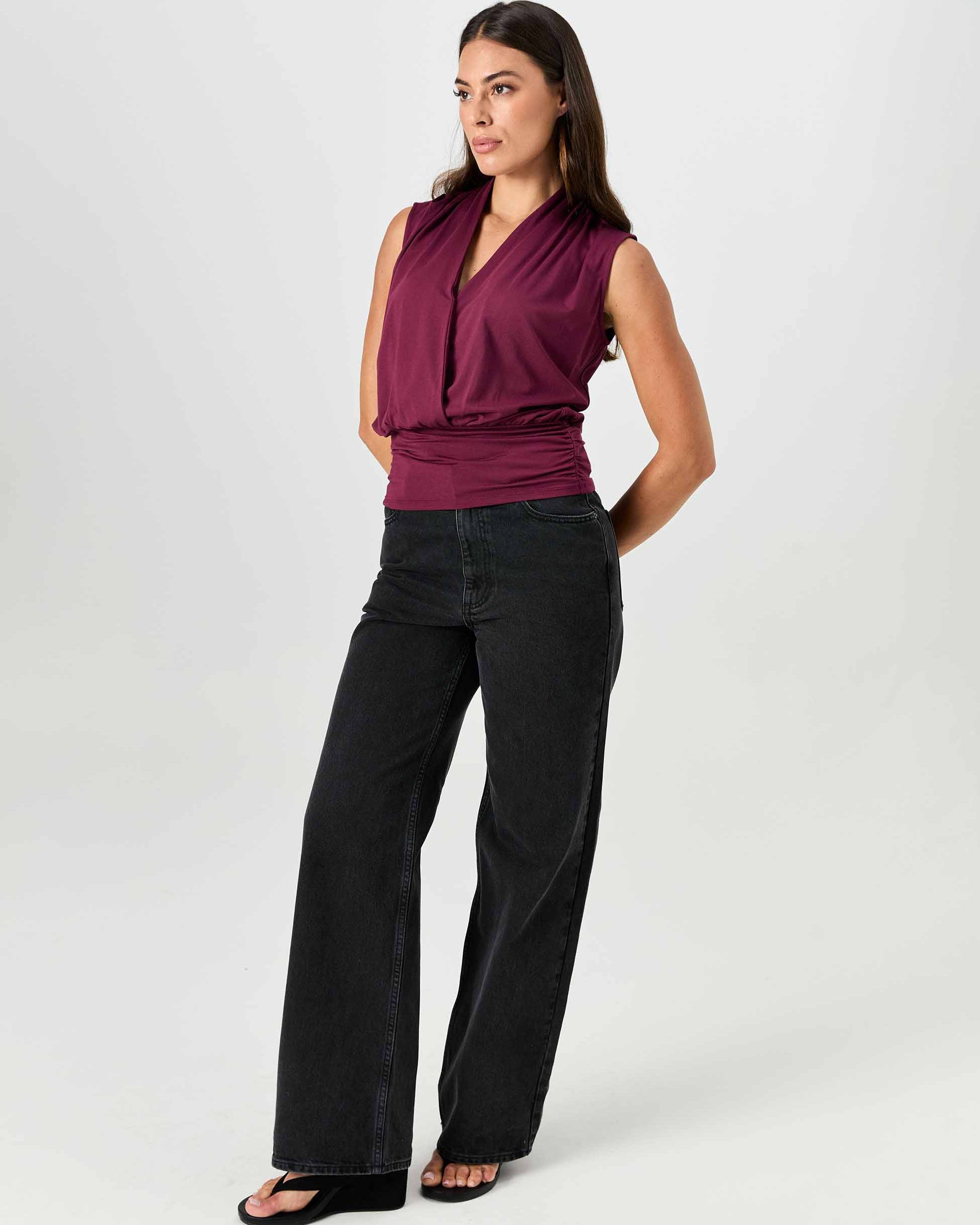 Shawl Collar Top - Ruby