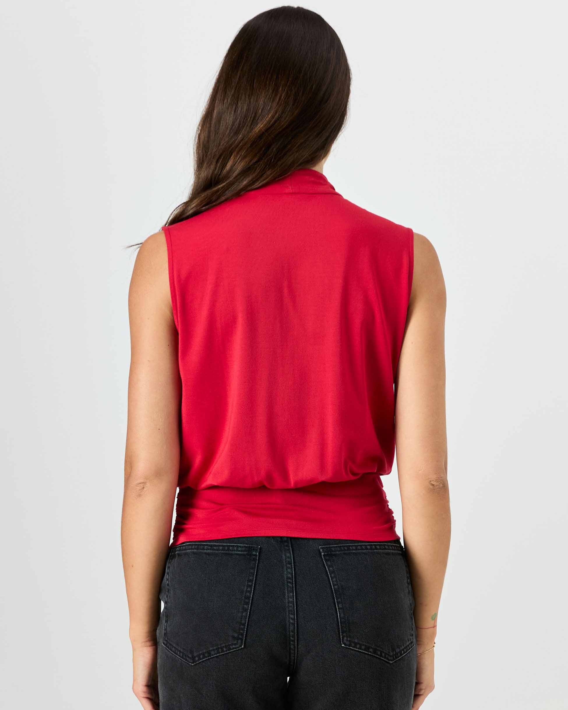 Shawl Collar Top - Cherry