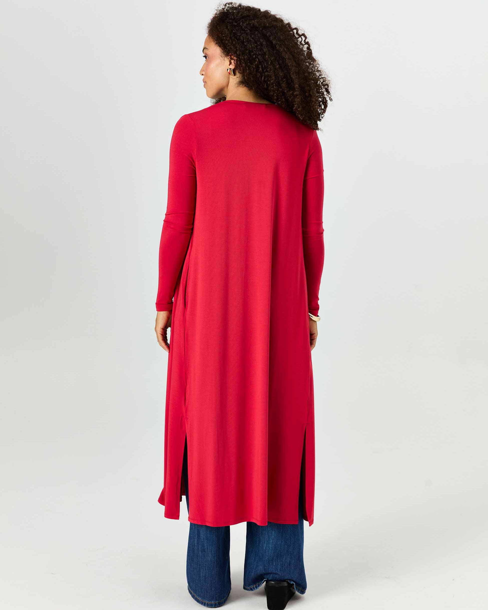 Modal Longline Cardigan - Cherry