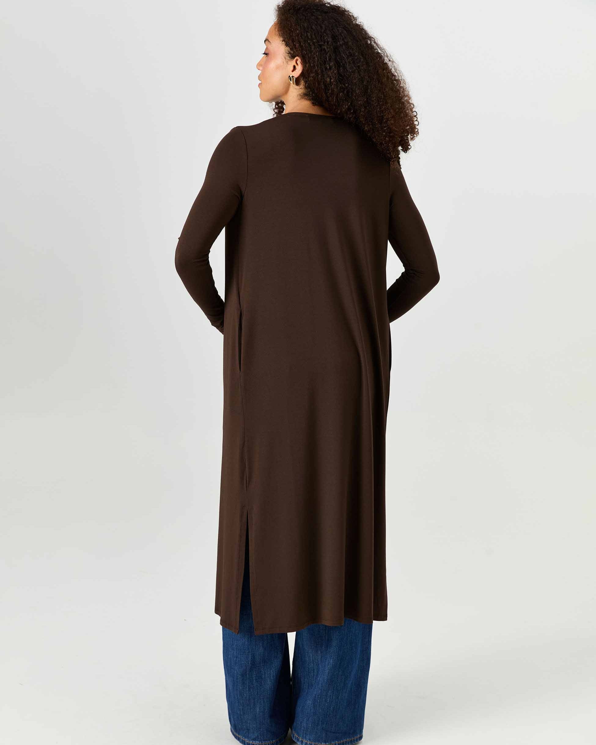 Modal Longline Cardigan - Coffee Bean