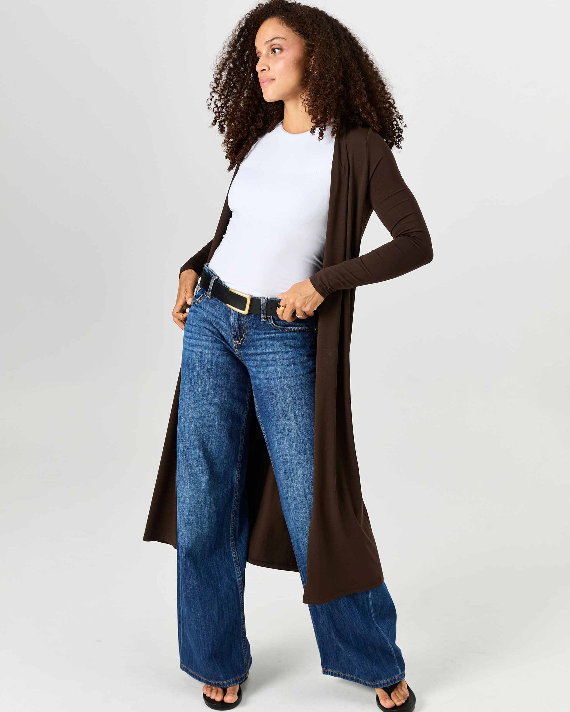 Modal Longline Cardigan - Coffee Bean