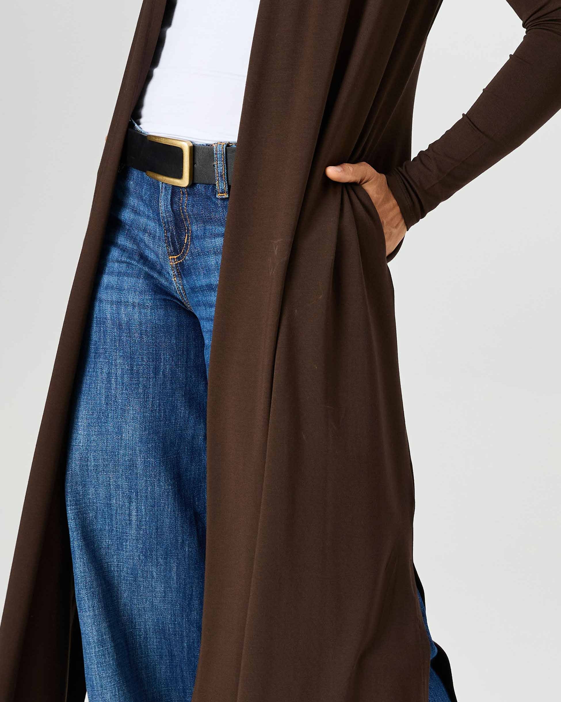 Modal Longline Cardigan - Coffee Bean
