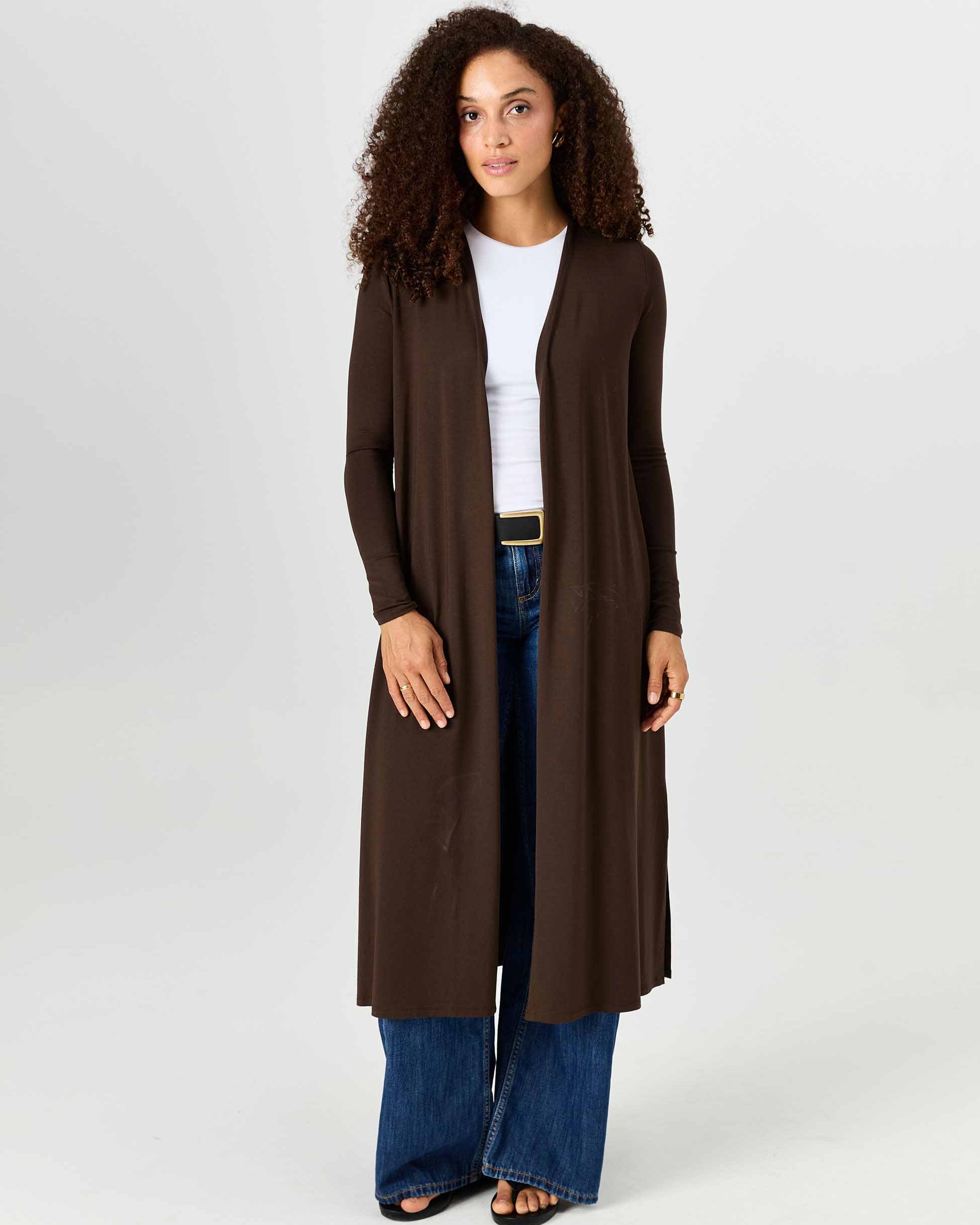 Modal Longline Cardigan - Coffee Bean