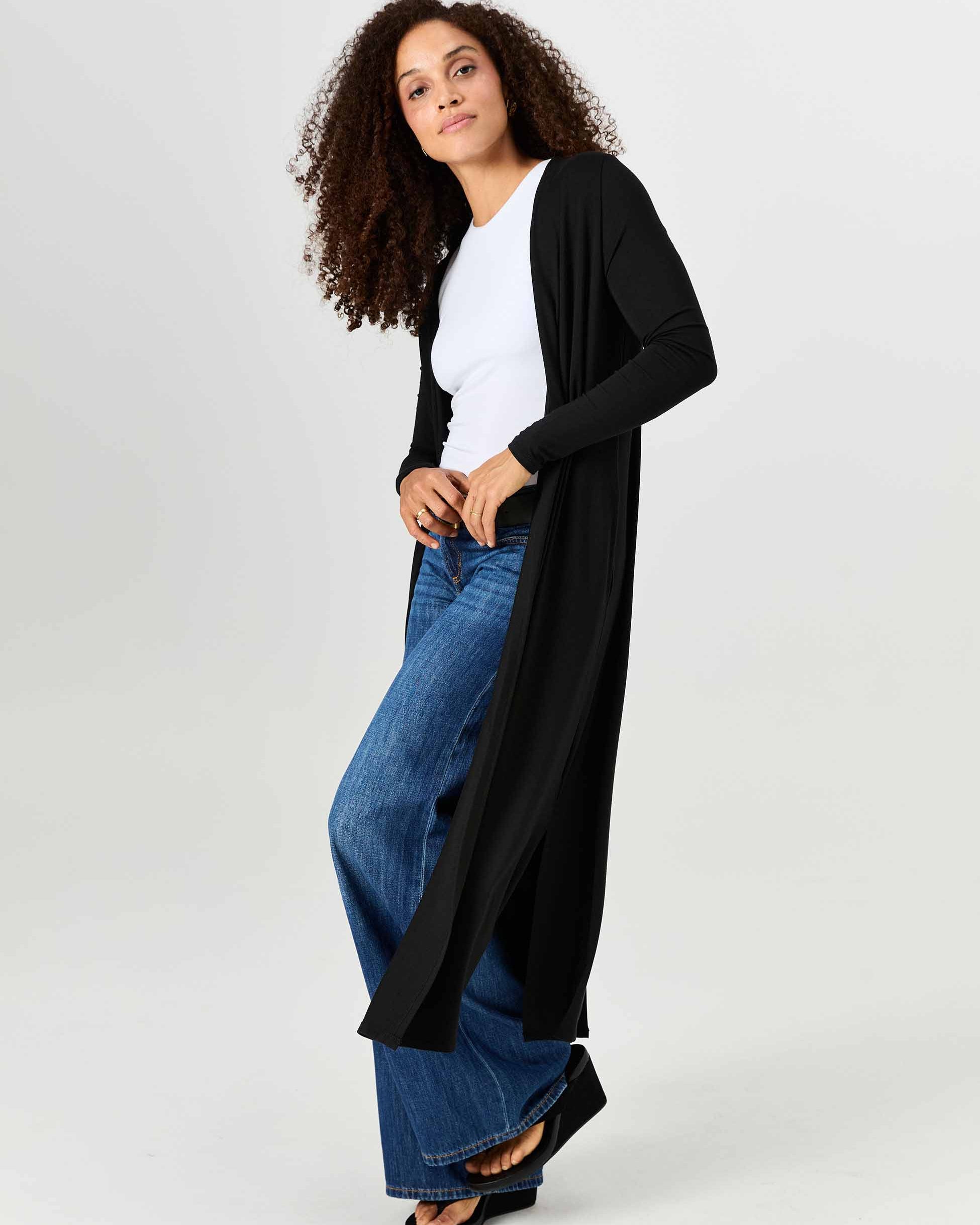 Modal Longline Cardigan - Black