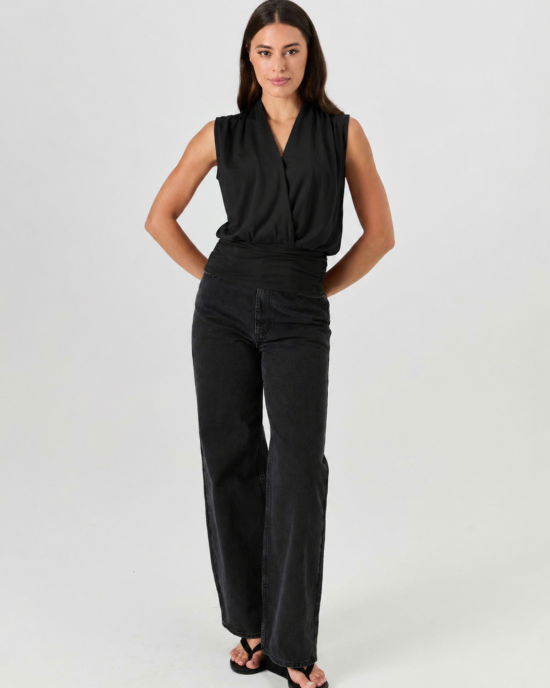 Shawl Collar Top Black