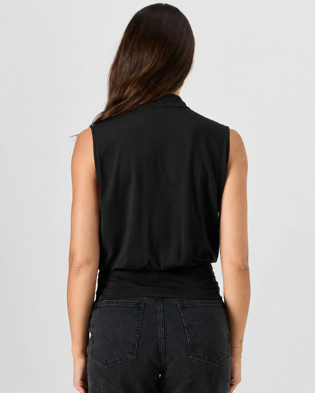 Shawl Collar Top Black