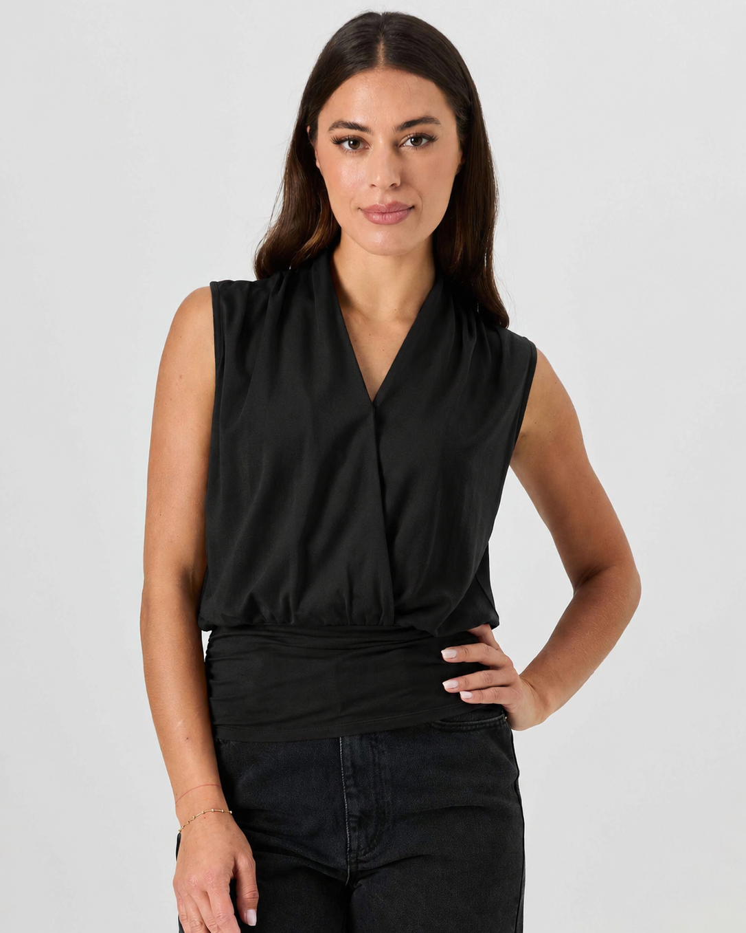 Shawl Collar Top Black