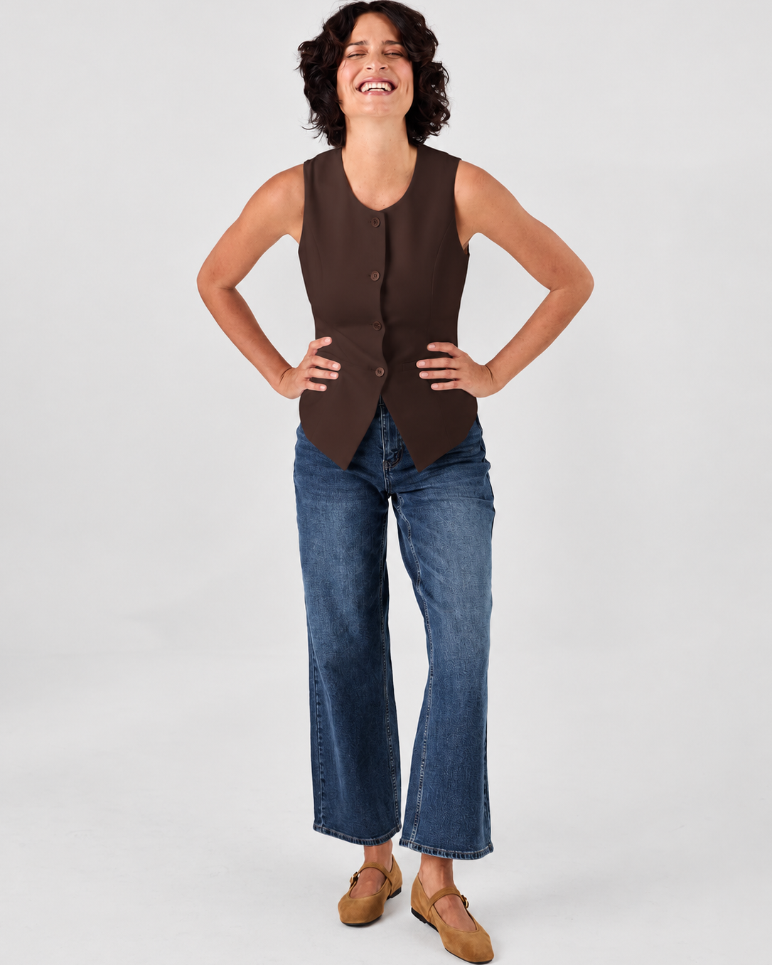 Fitted Waistcoat - Coffee Bean