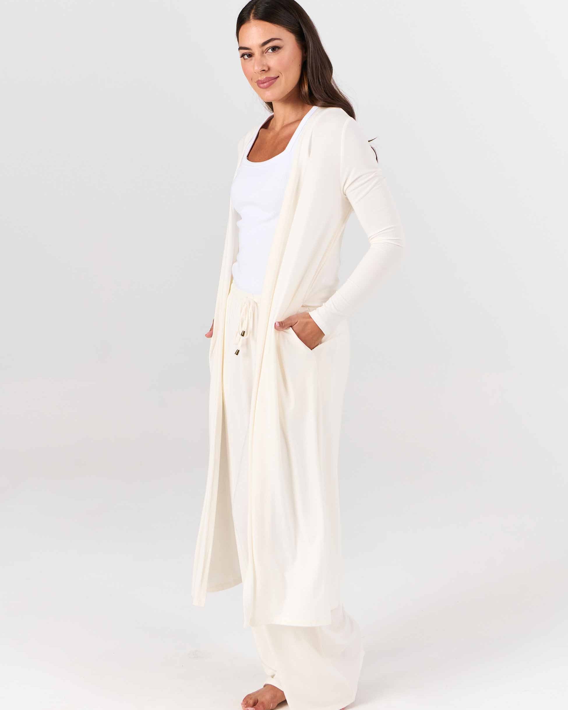 Modal Longline Cardigan - Soft White