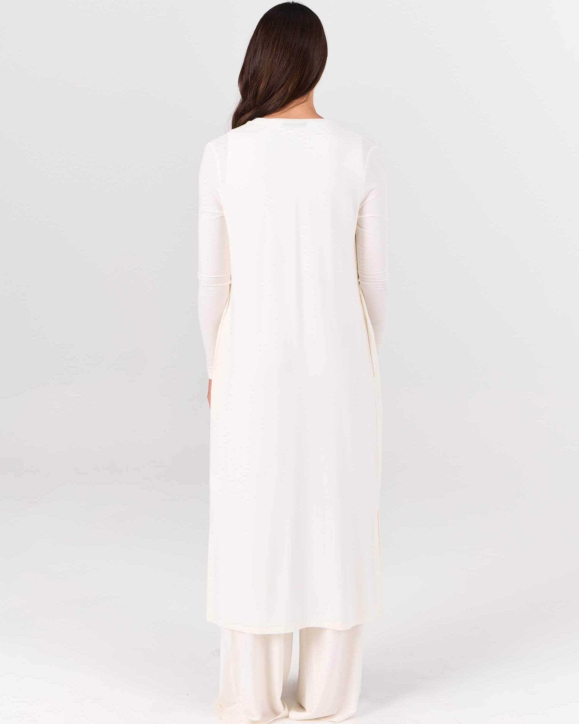 Modal Longline Cardigan - Soft White