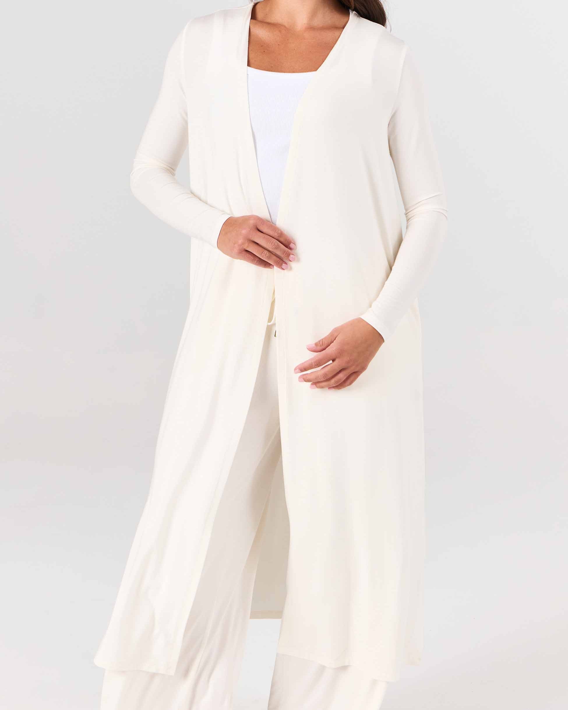 Modal Longline Cardigan - Soft White