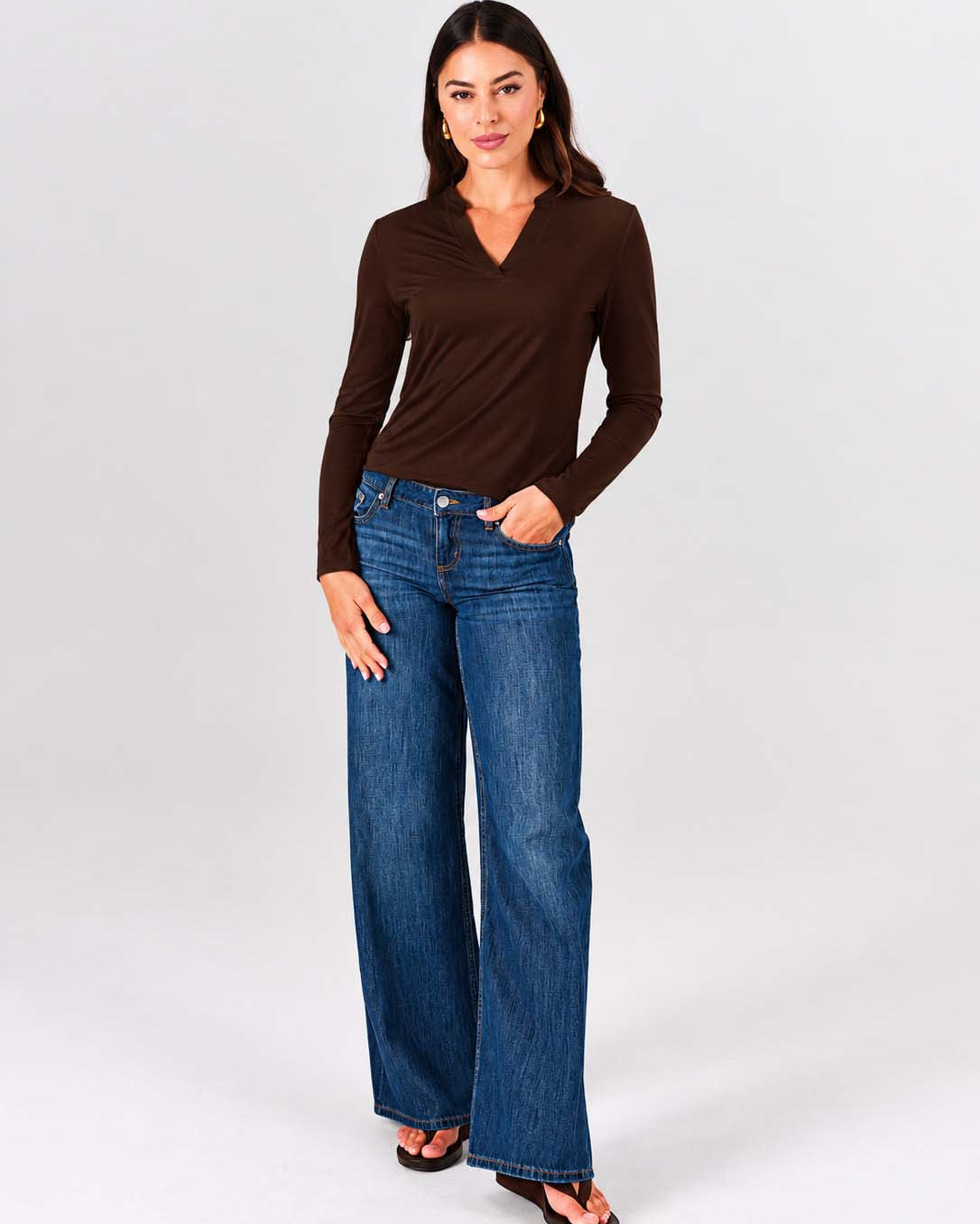 Nero Long Sleeve Top - Coffee Bean