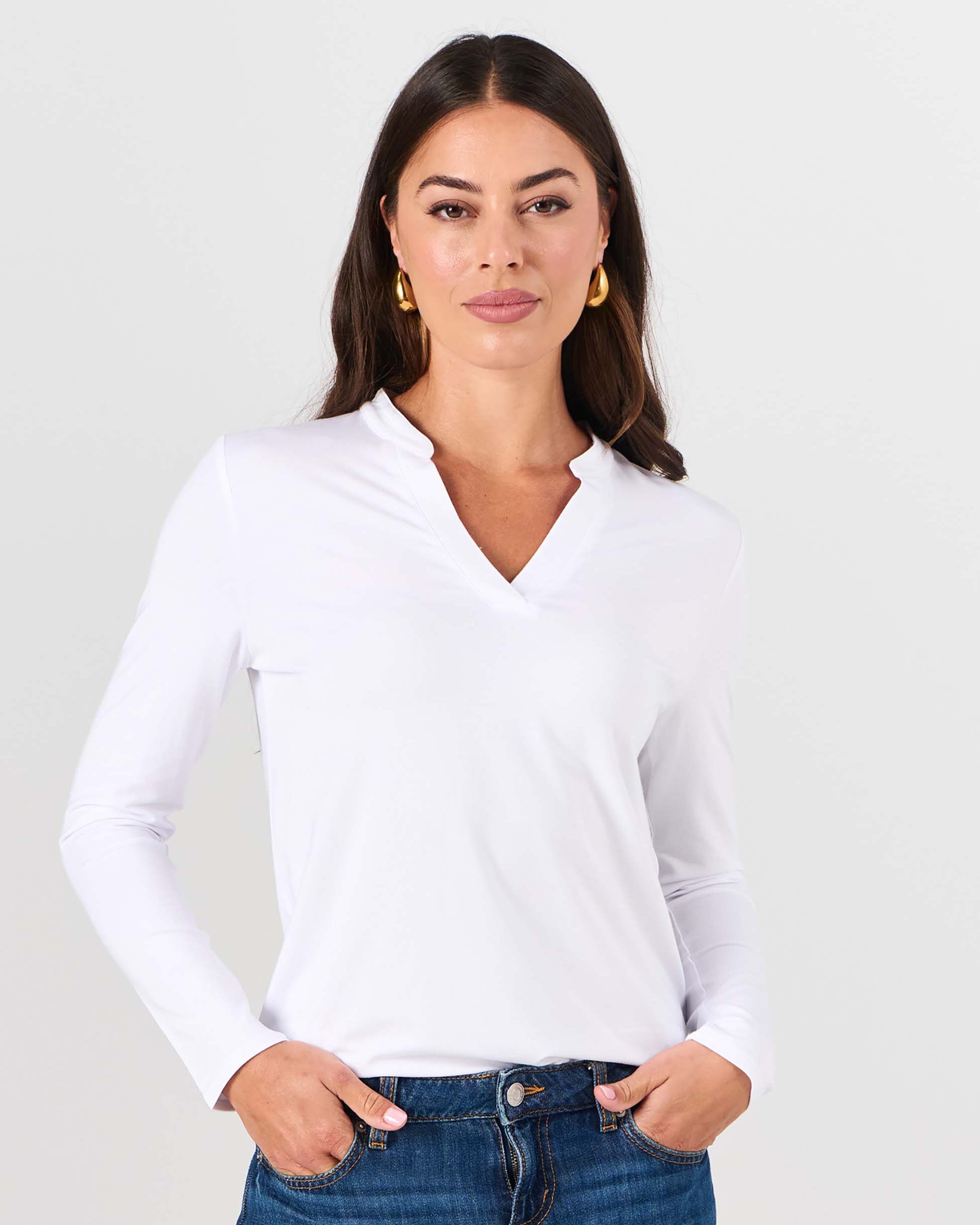Nero Long Sleeve Top - White