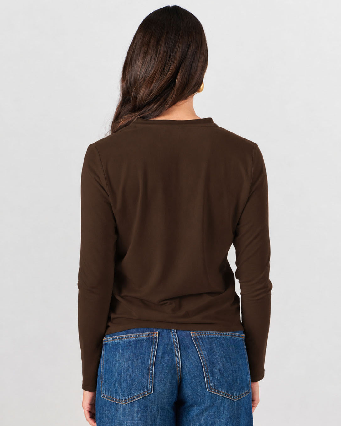 Nero Long Sleeve Top - Coffee Bean
