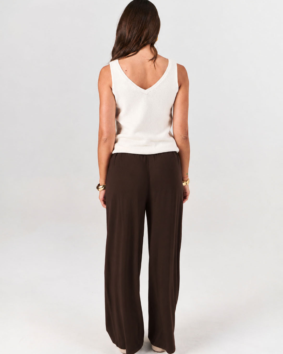 Pleat Front Wide Leg Pants - Coffee Bean