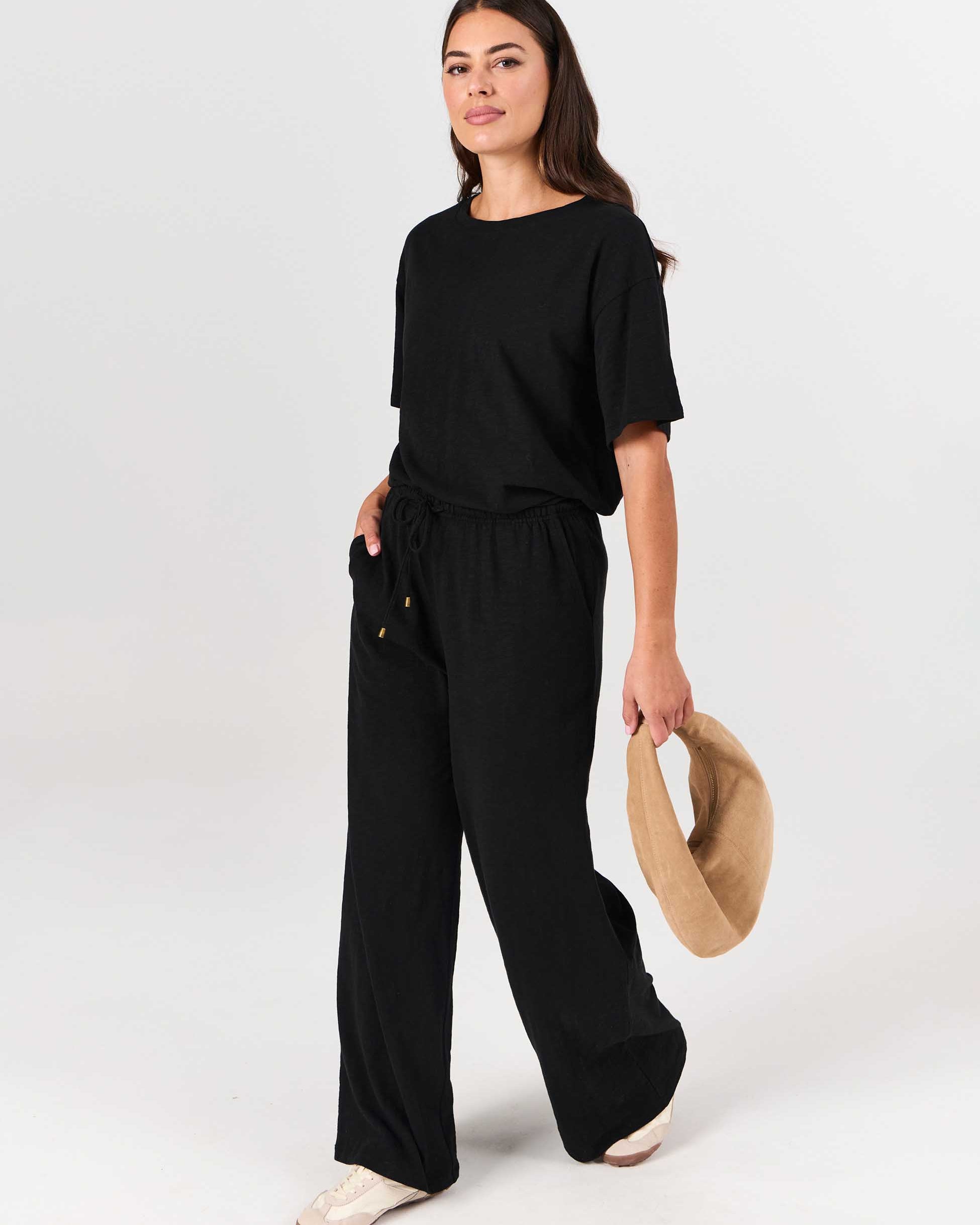 Textured Slub Lounge Pant - Black