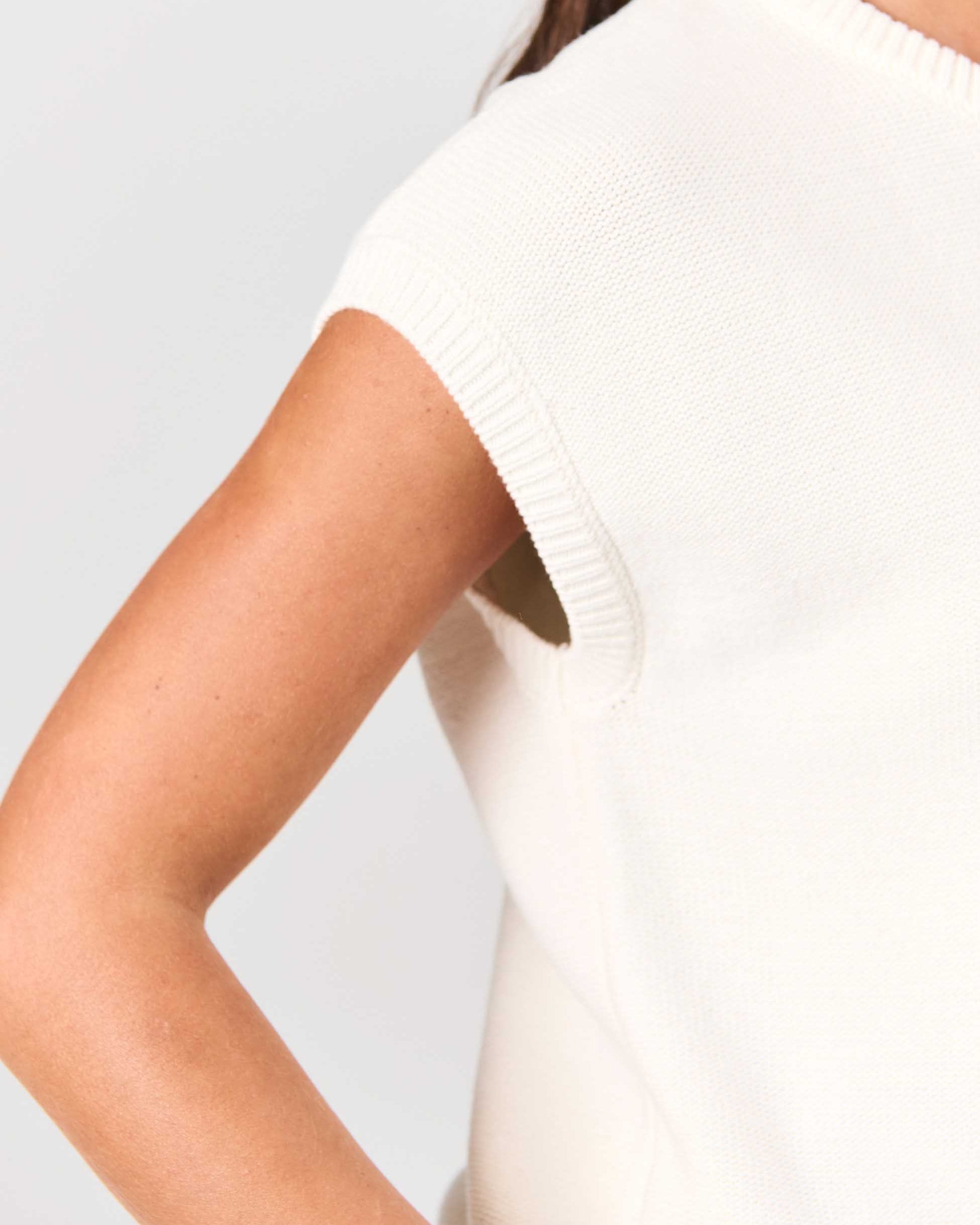 Lee Cotton Knit Vest- Soft White