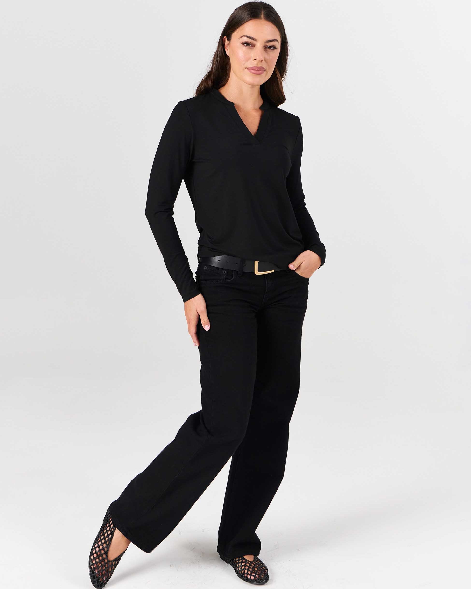 Nero Long Sleeve Top - Black