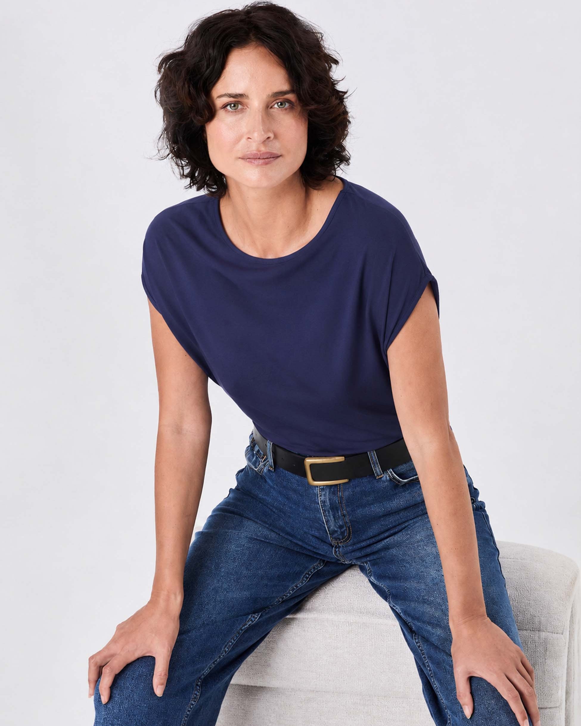 Modal Luxe Layer Tee - Navy