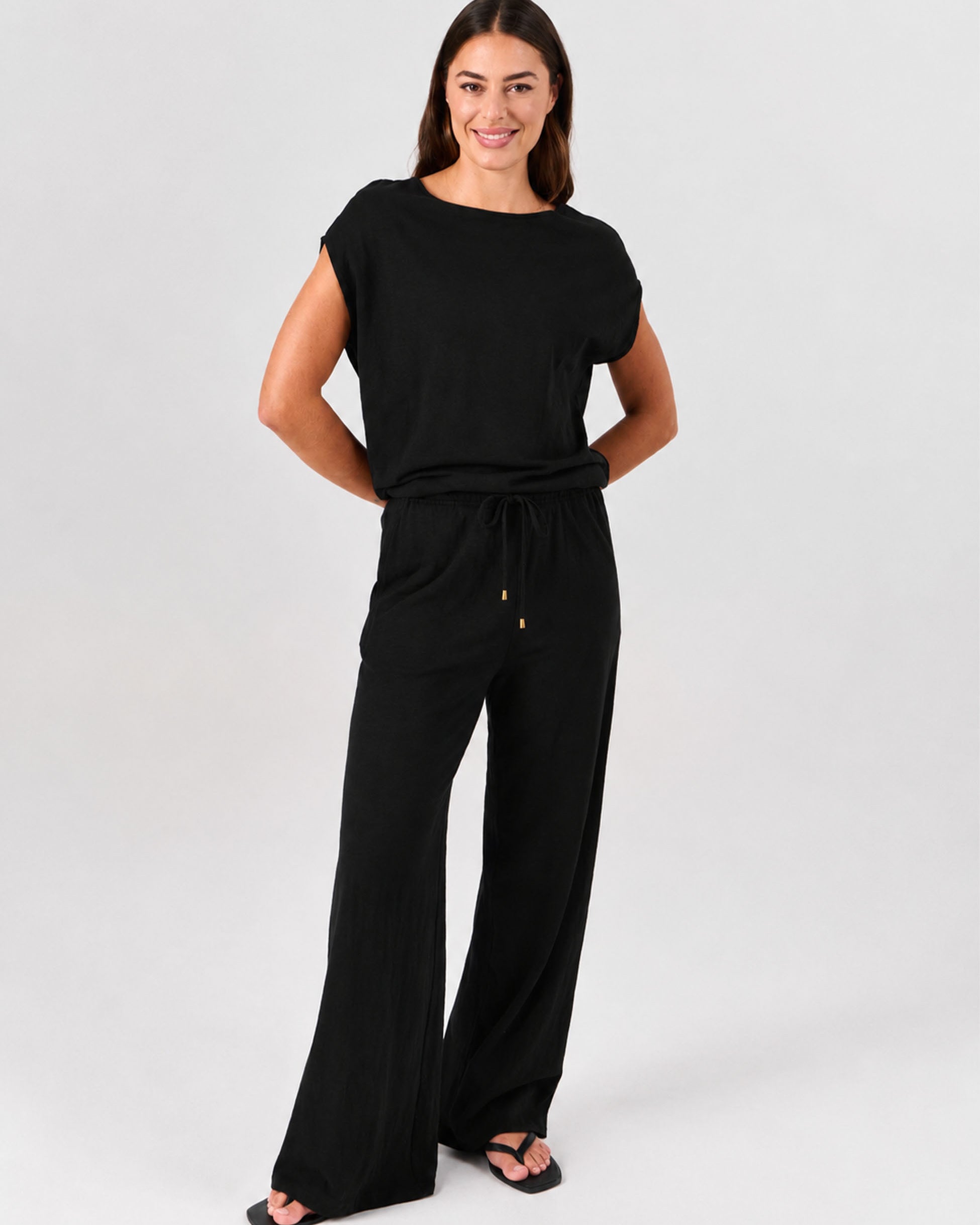Textured Slub Luxe Layer Tee - Black