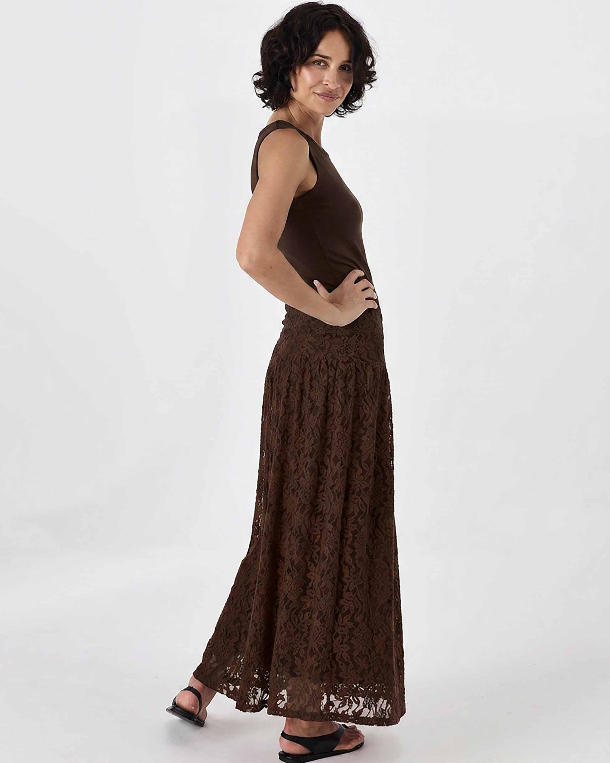Chantelle Lace Skirt - Coffee Bean
