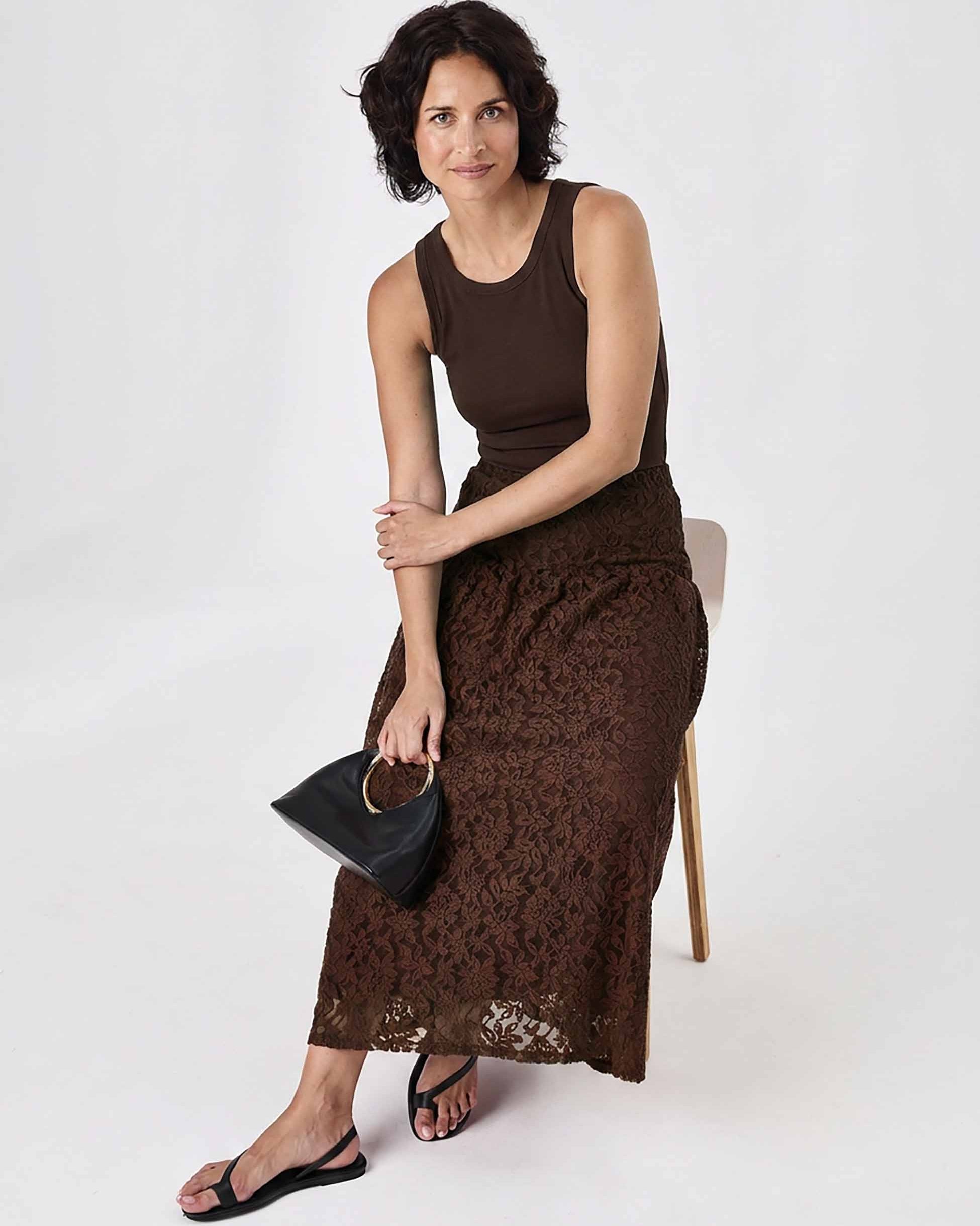 Chantelle Lace Skirt - Coffee Bean