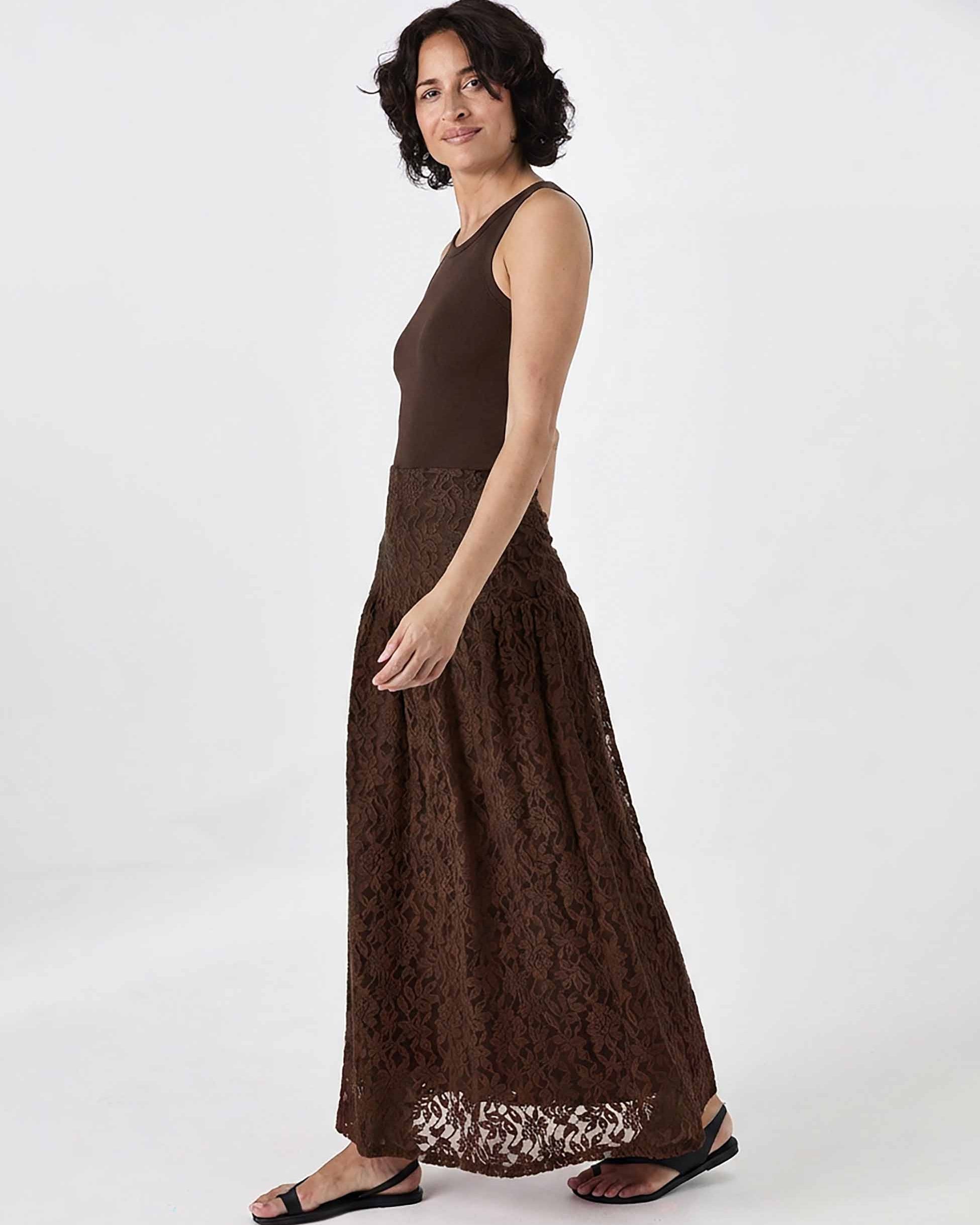 Chantelle Lace Skirt - Coffee Bean