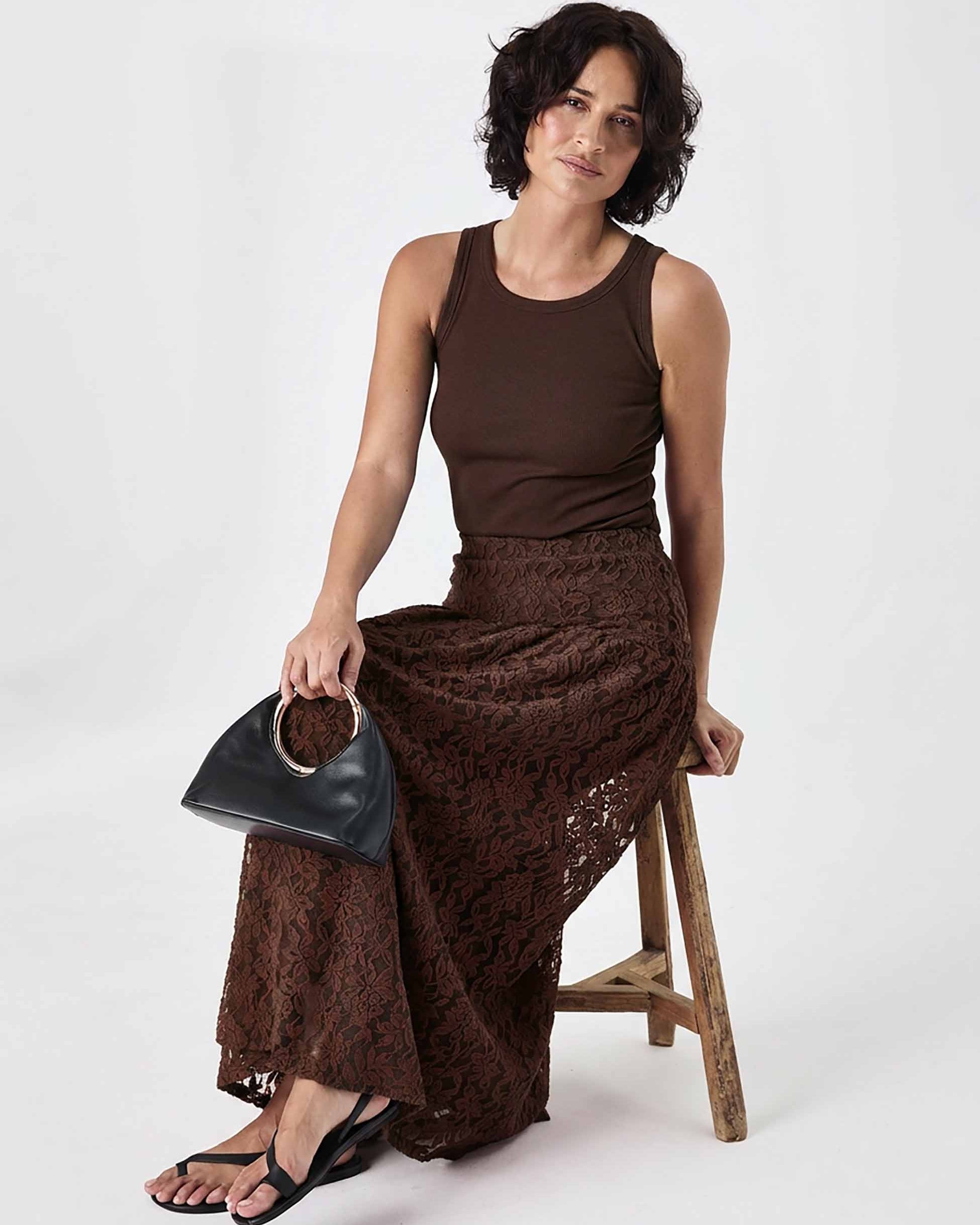 Chantelle Lace Skirt - Coffee Bean